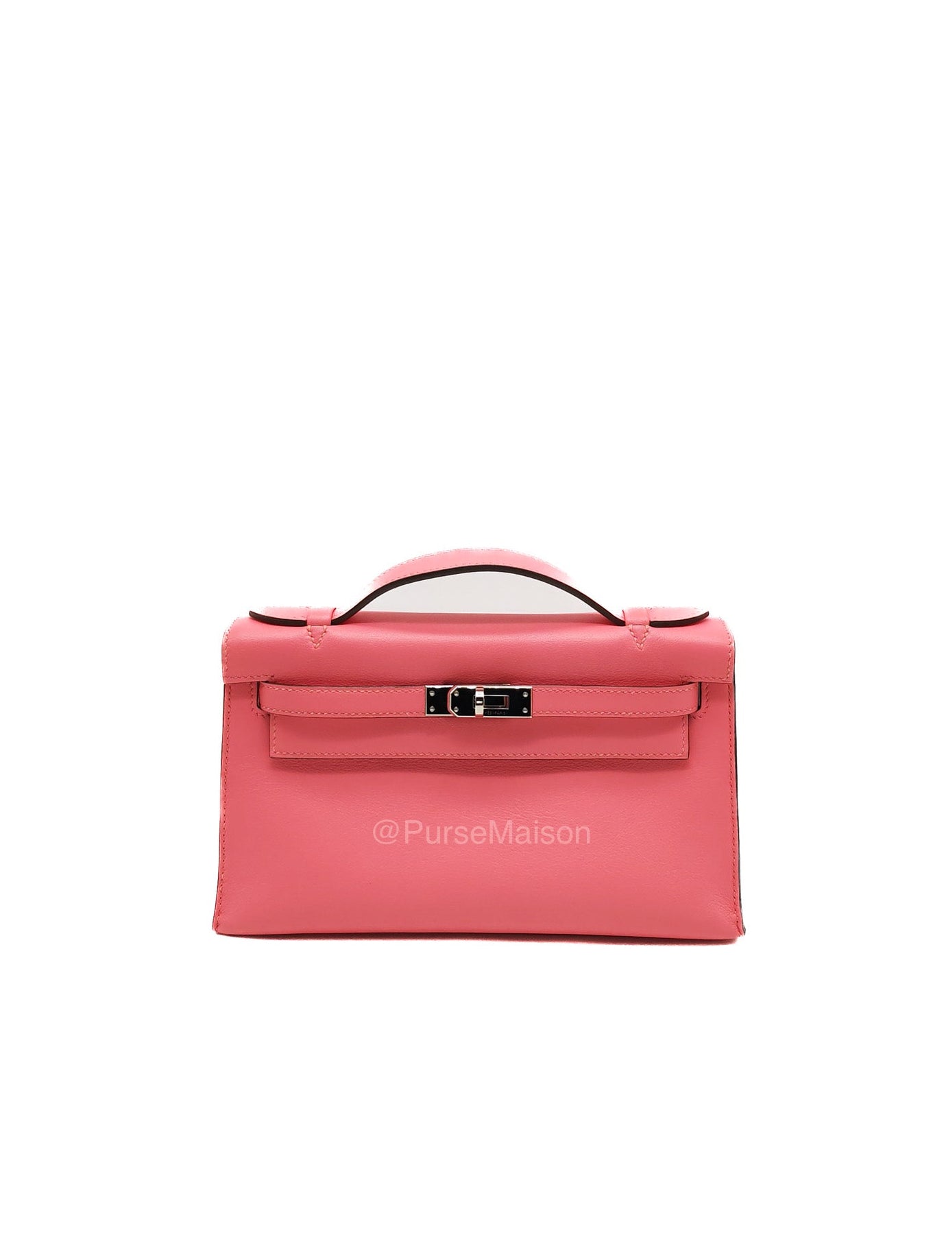 Hermes Kelly Pochette Rose Azalee in Swift Leather and Palladium Hardware Stamp A (2017)
