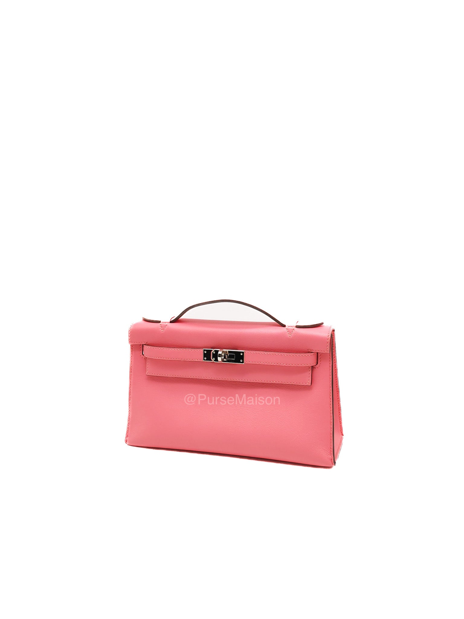 Hermes Kelly Pochette Rose Azalee in Swift Leather and Palladium Hardware Stamp A (2017)