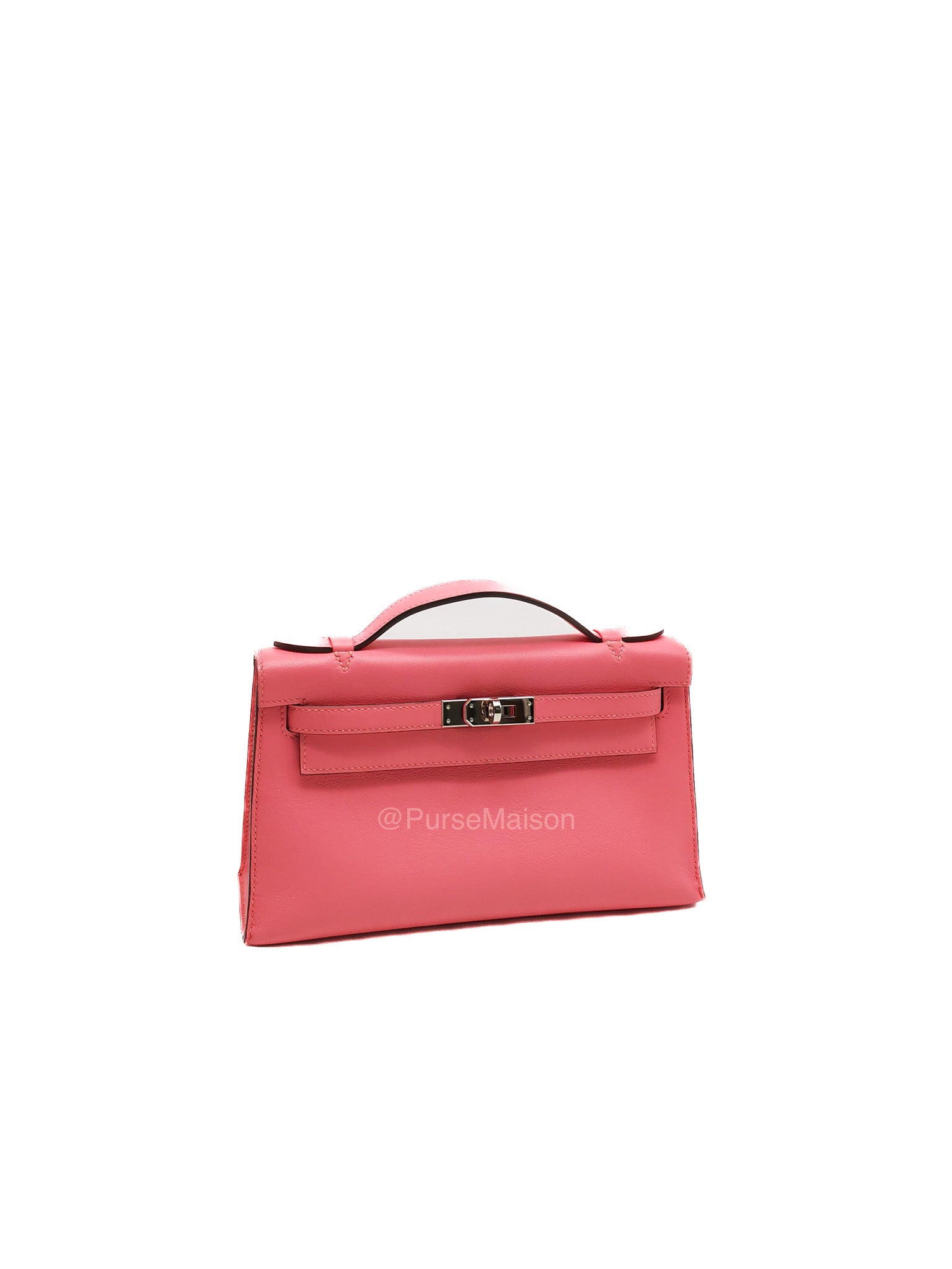 Hermes Kelly Pochette Rose Azalee in Swift Leather and Palladium Hardware Stamp A (2017)