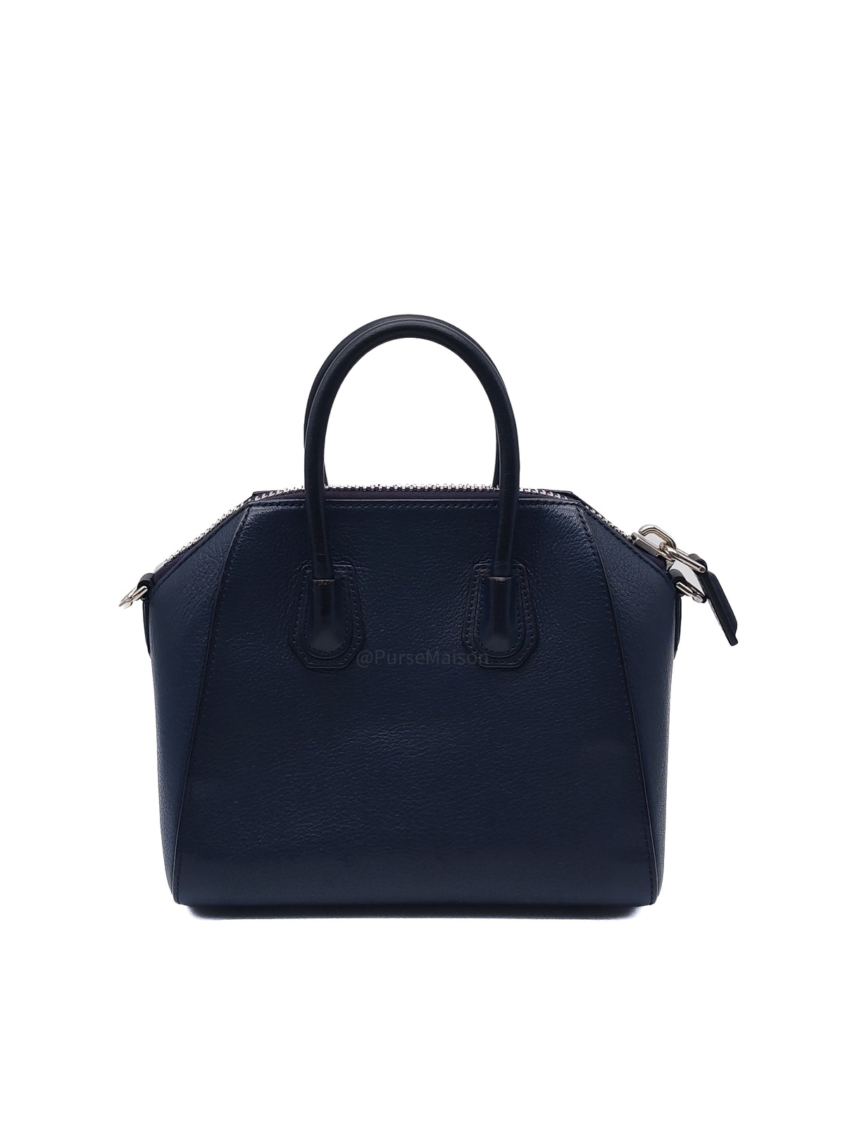 Givenchy Antigona Mini in Navy Blue Grained Calfskin Leather and Silver Hardware