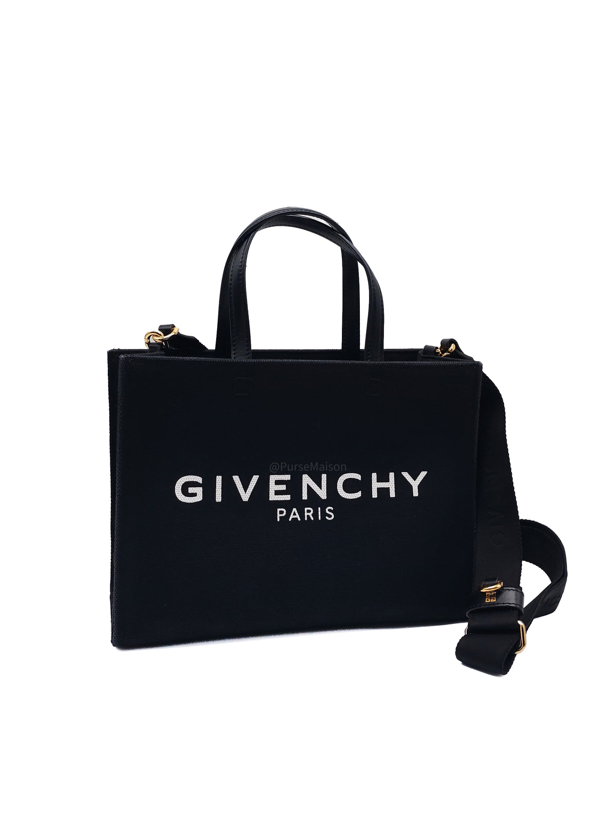 Givenchy Small G-Tote Bag Black Fiber Canvas Gold Hardware
