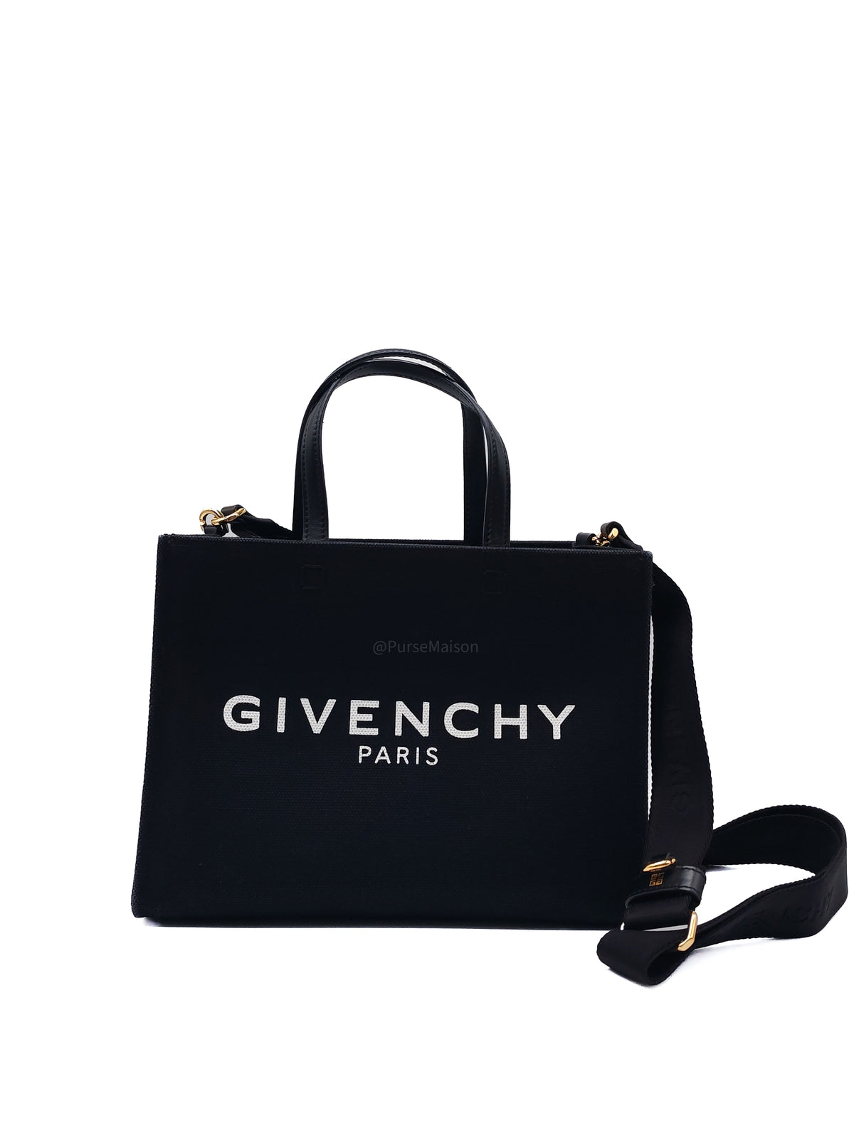 Givenchy Small G-Tote Bag Black Fiber Canvas Gold Hardware