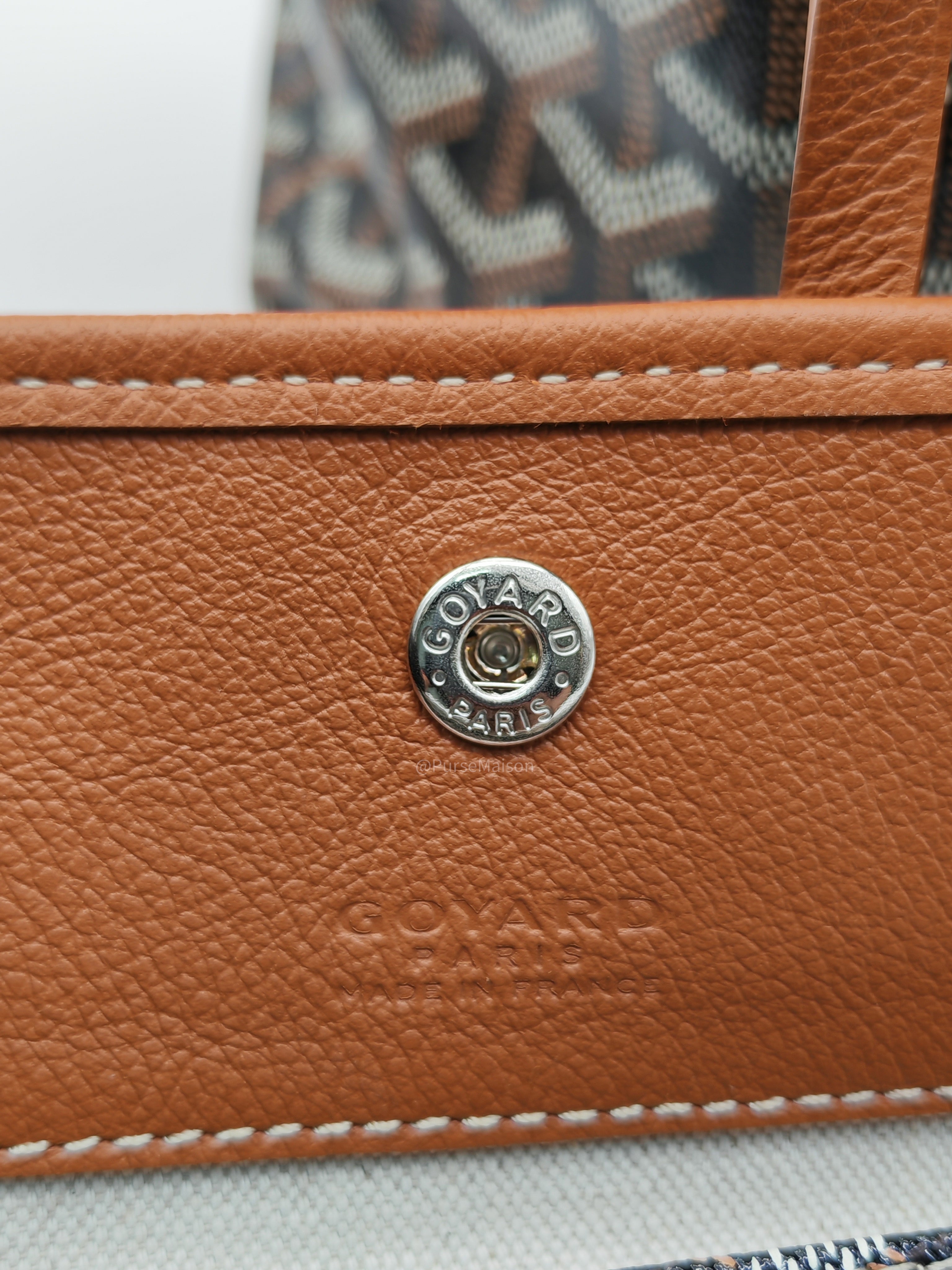 Goyard Saint Louis PM Tote Bag in Noir et Naturel/Tan Goyardine Canvas with Croc Universel Clip Charm