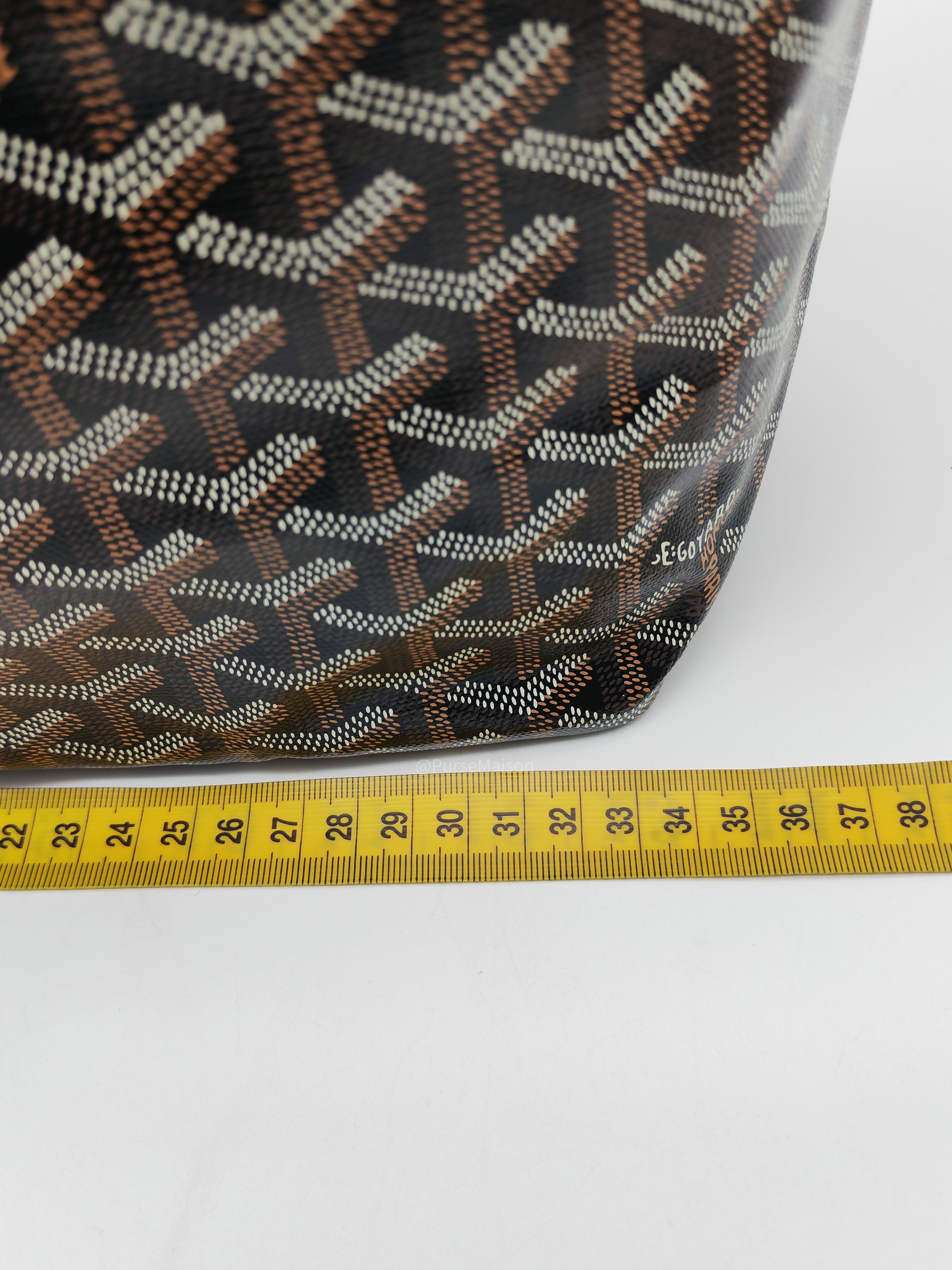Goyard Saint Louis PM Tote Bag in Noir et Naturel/Tan Goyardine Canvas with Croc Universel Clip Charm