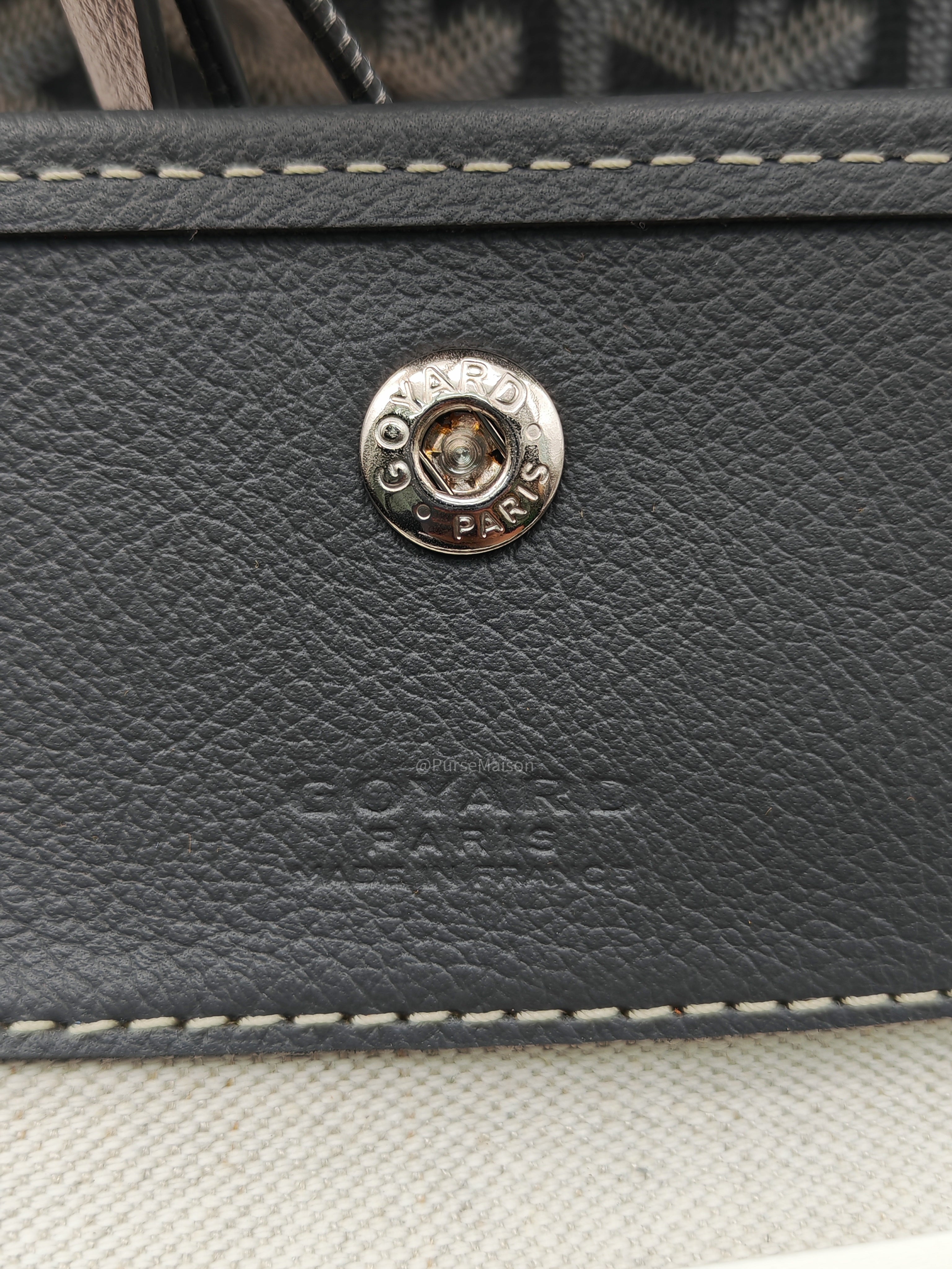Goyard Saint Louis PM Tote Bag in Gris/Grey Goyardine Canvas with Croc Universel Clip Charm