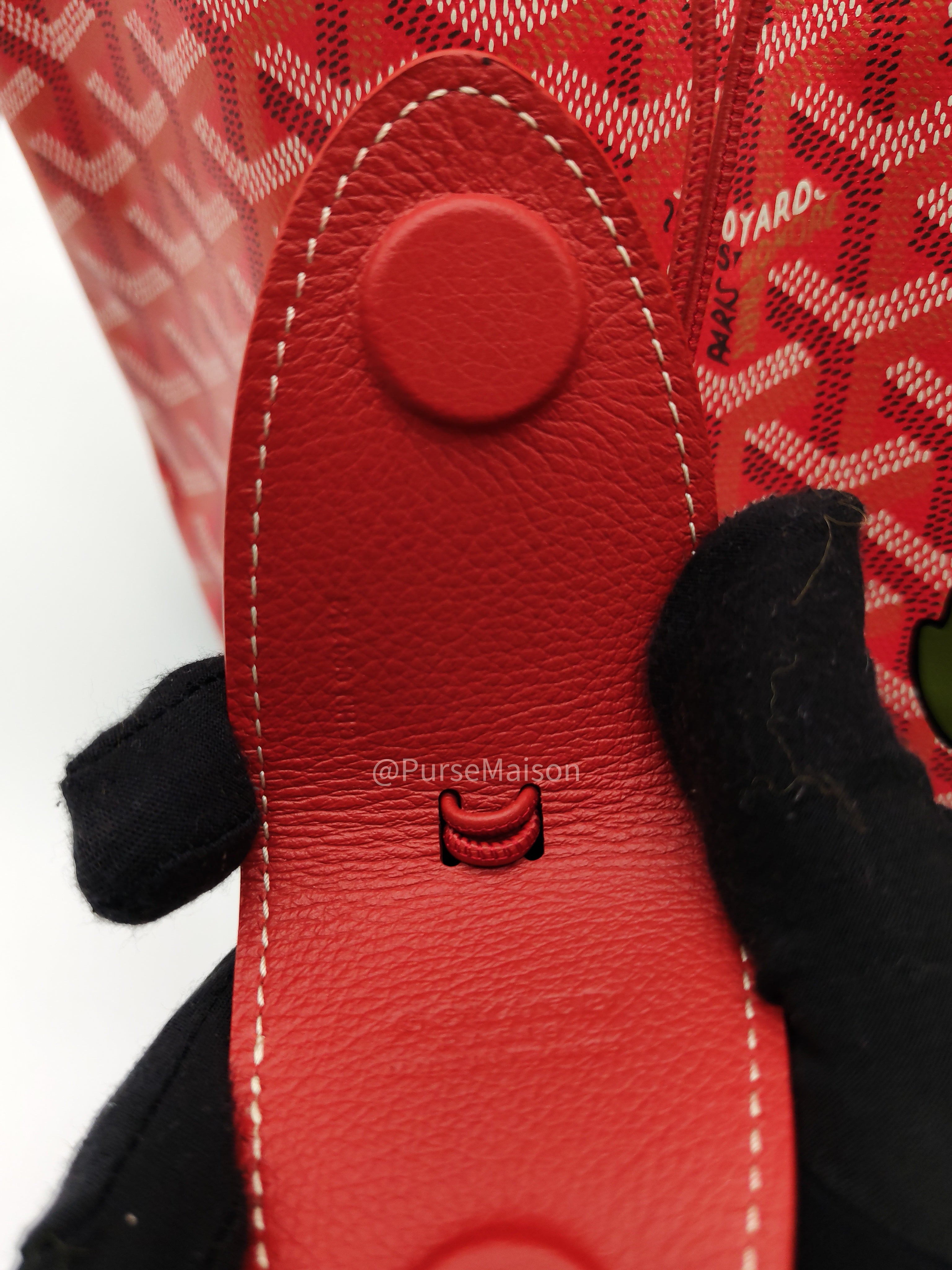 Goyard Saint Louis PM Tote Bag in Red Goyardine Canvas with Sunflower & Dog Hand-Painted Marquage (Limited Edition)