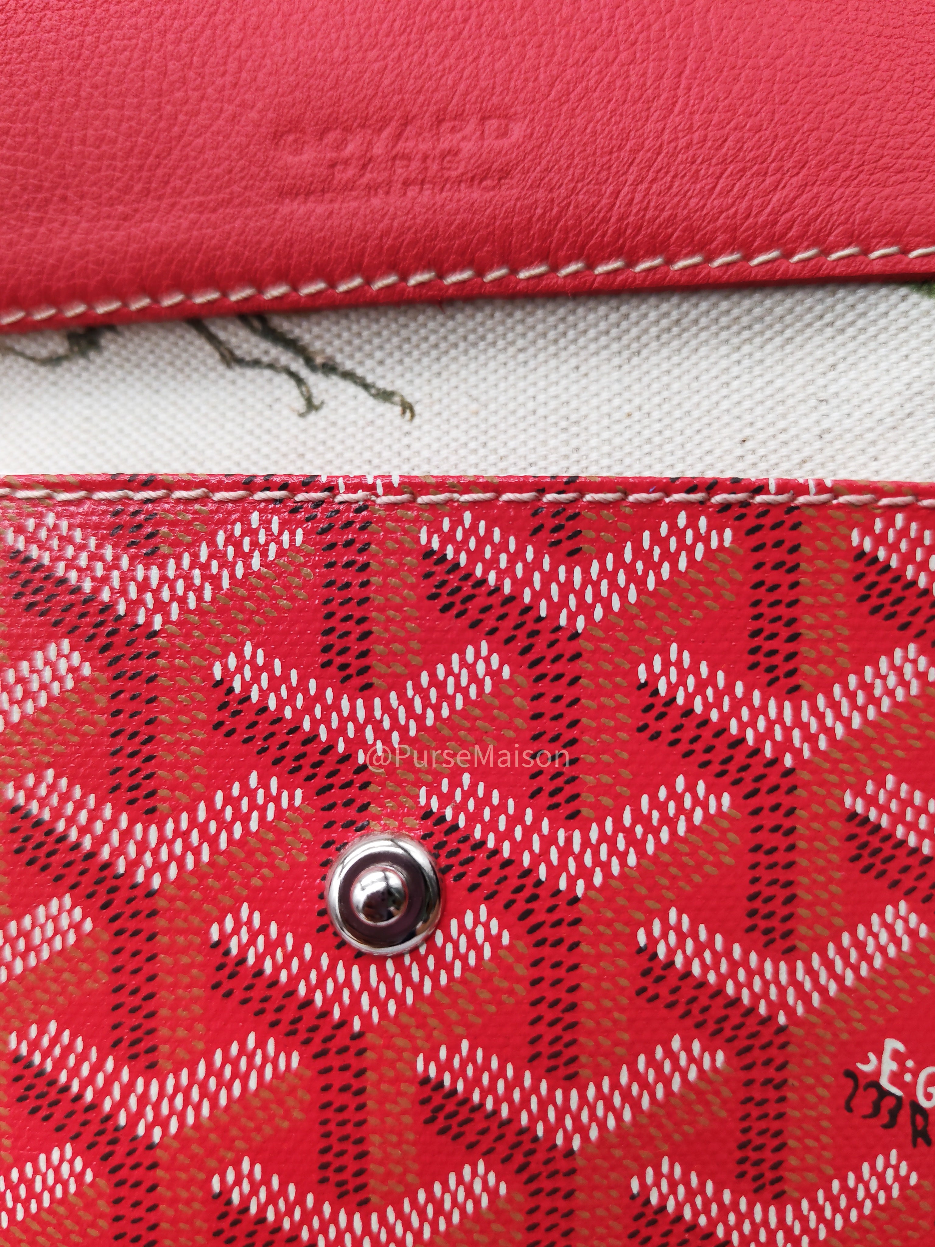 Goyard Saint Louis PM Tote Bag in Red Goyardine Canvas with Sunflower & Dog Hand-Painted Marquage (Limited Edition)