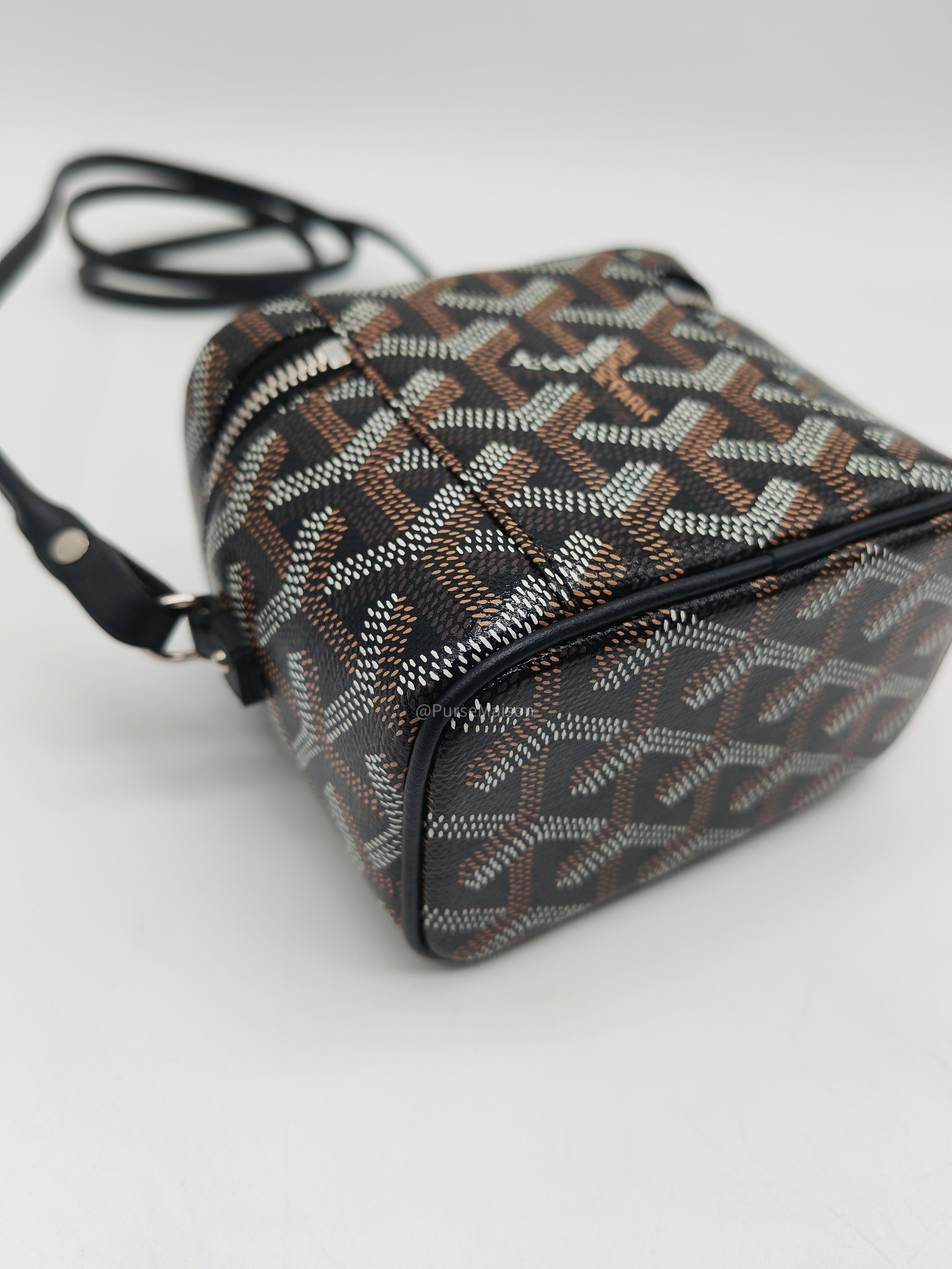Goyard Muse Nano Vanity Case in Black Goyardine Canvas and Silver Hardware