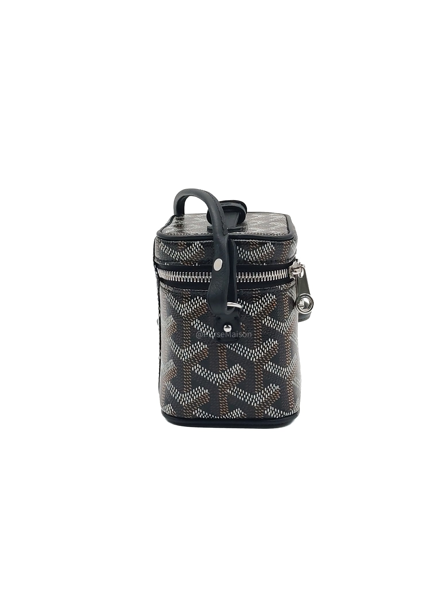Goyard Muse Nano Vanity Case in Black Goyardine Canvas and Silver Hardware
