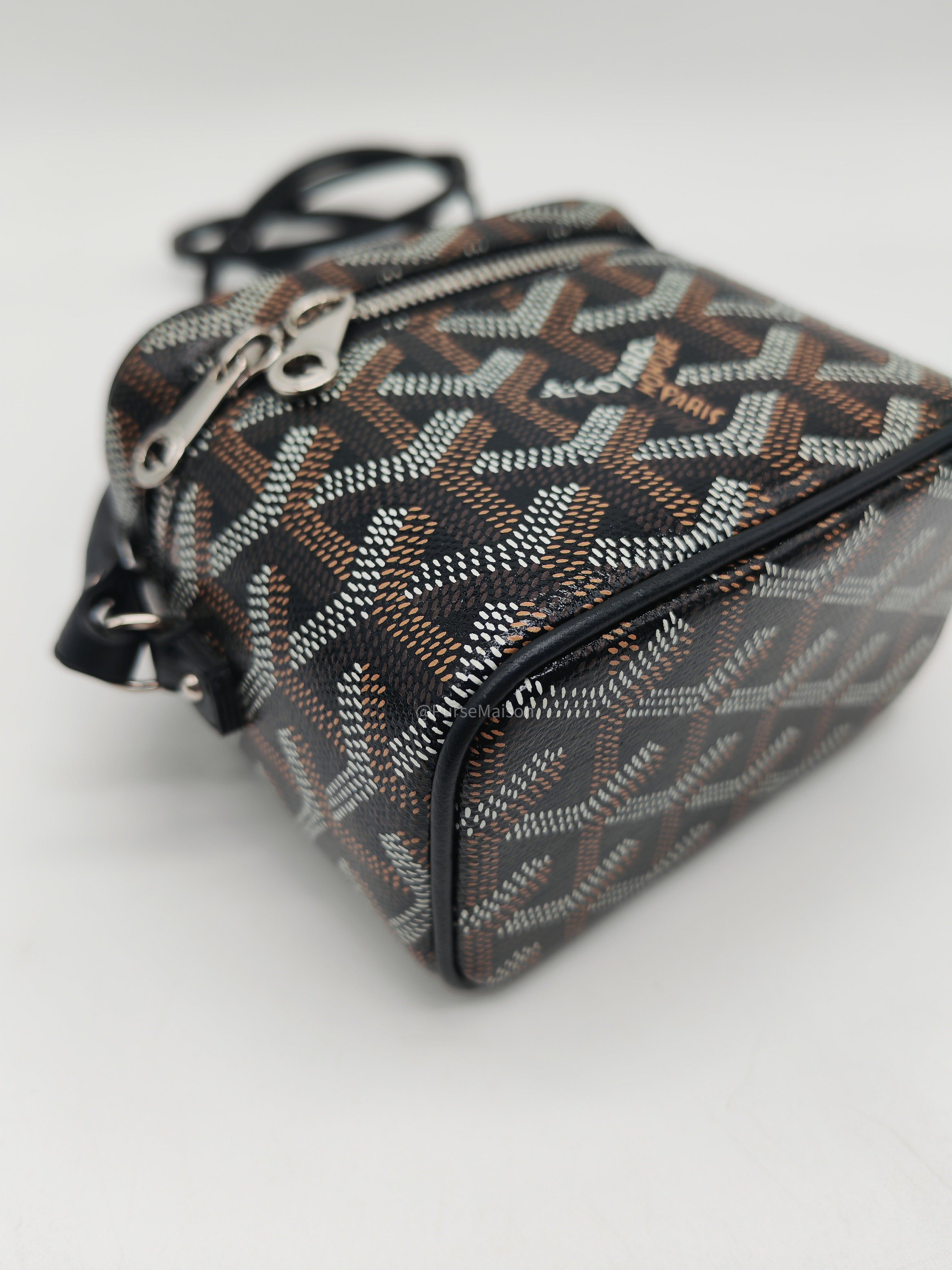 Goyard Muse Nano Vanity Case in Black Goyardine Canvas and Silver Hardware