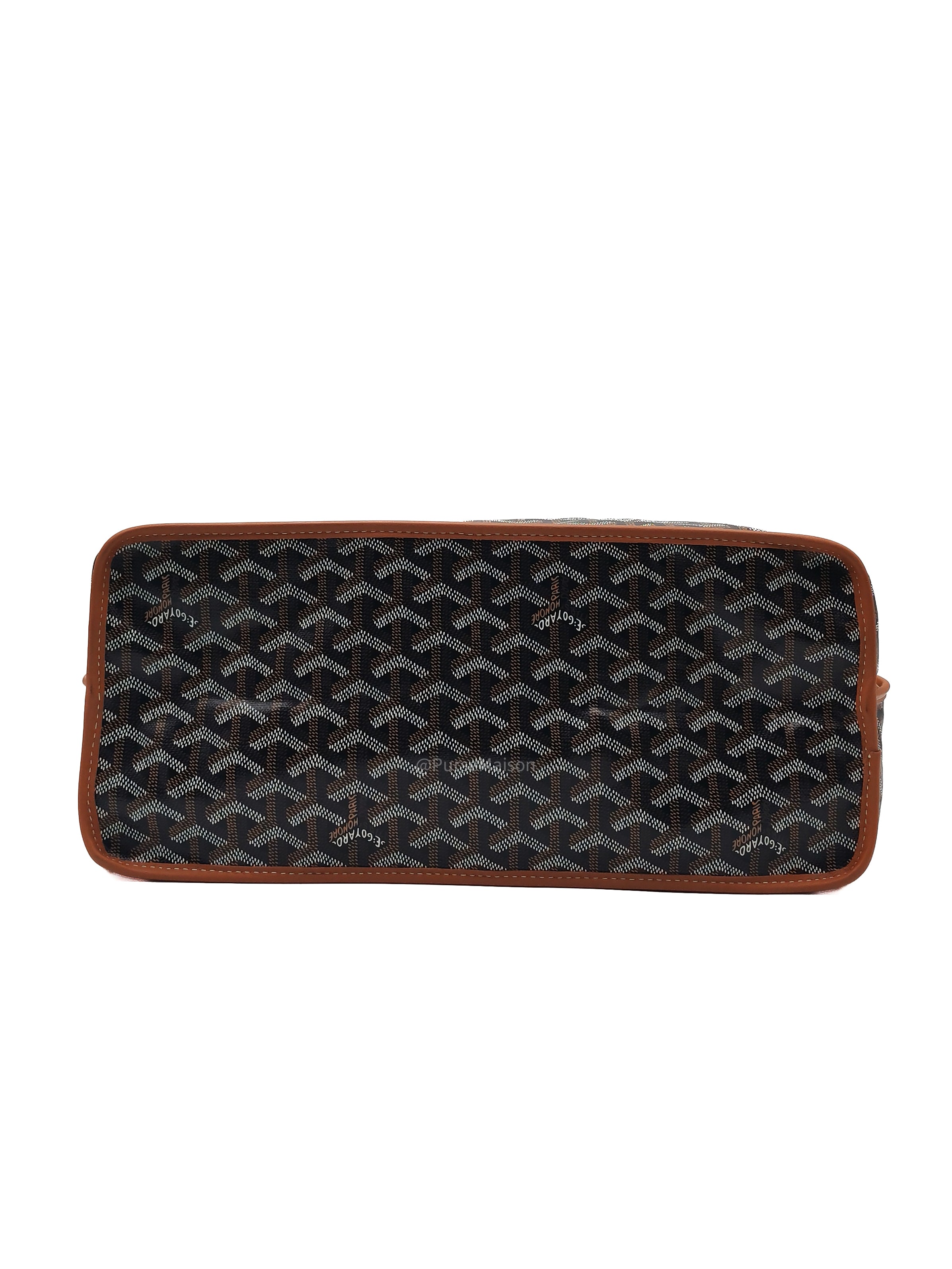 Goyard Sac Anjou Tote Bag PM in Noir Et Naturel/Tan Goyardine Canvas