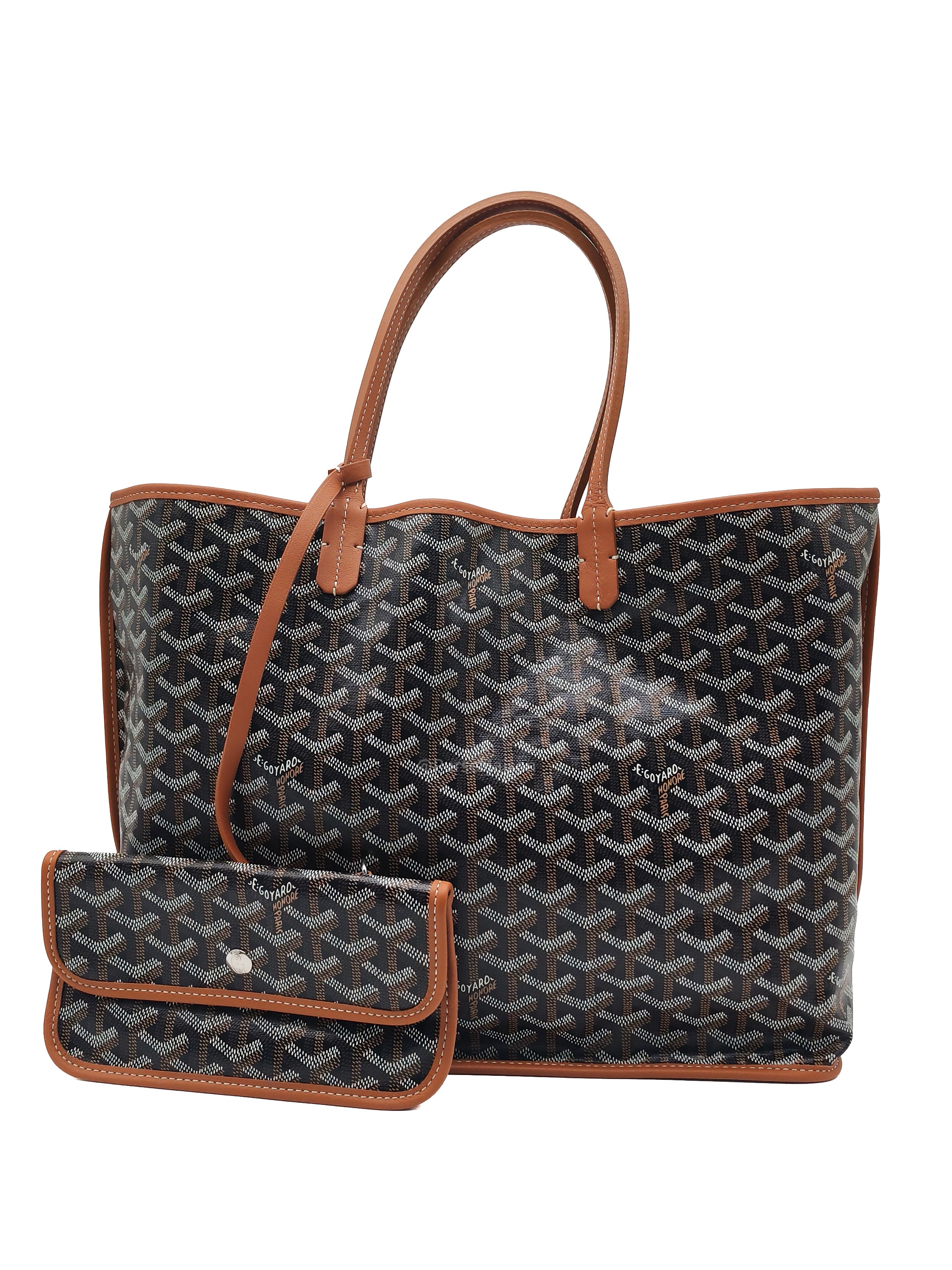 Goyard Sac Anjou Tote Bag PM in Noir Et Naturel/Tan Goyardine Canvas