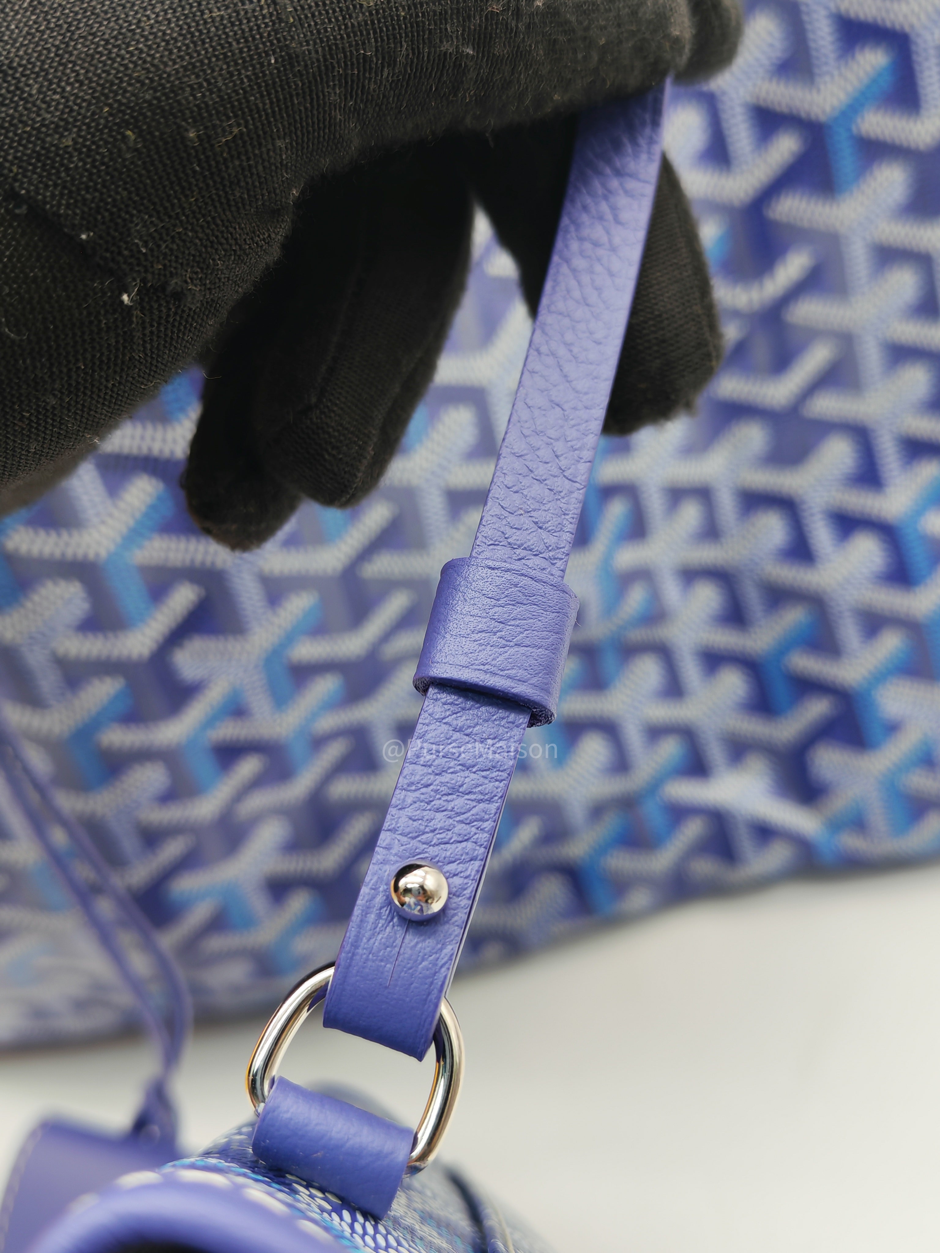 Goyard Saint Louis PM Tote Bag in Multicolored Blueberry Purple Canvas Limited Edition with Croc Universel Clip Charm