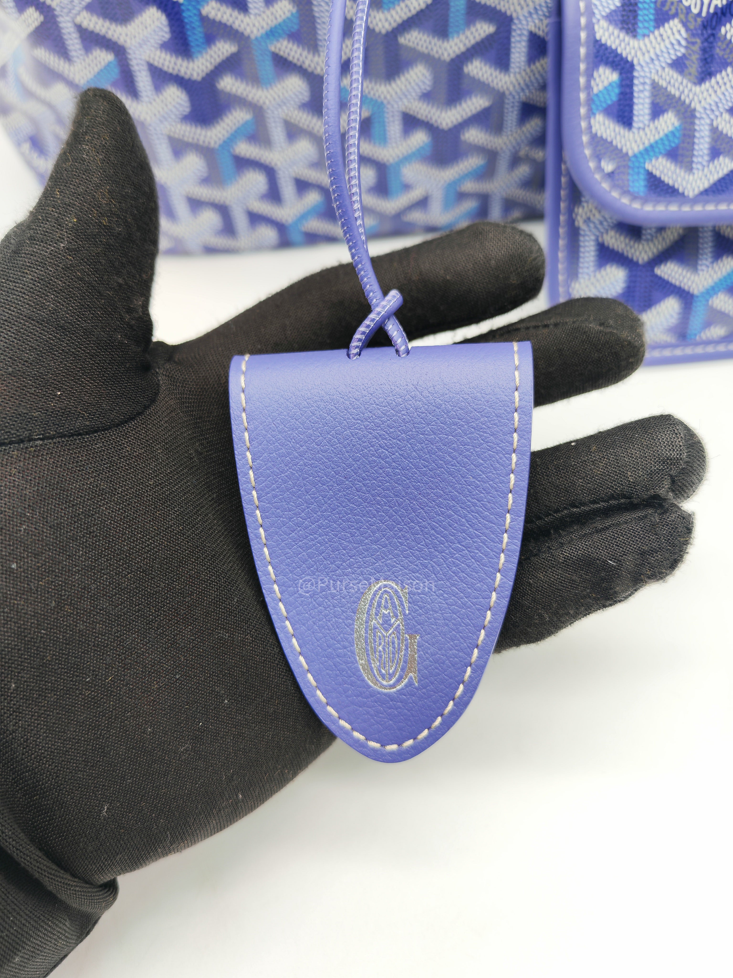 Goyard Saint Louis PM Tote Bag in Multicolored Blueberry Purple Canvas Limited Edition with Croc Universel Clip Charm