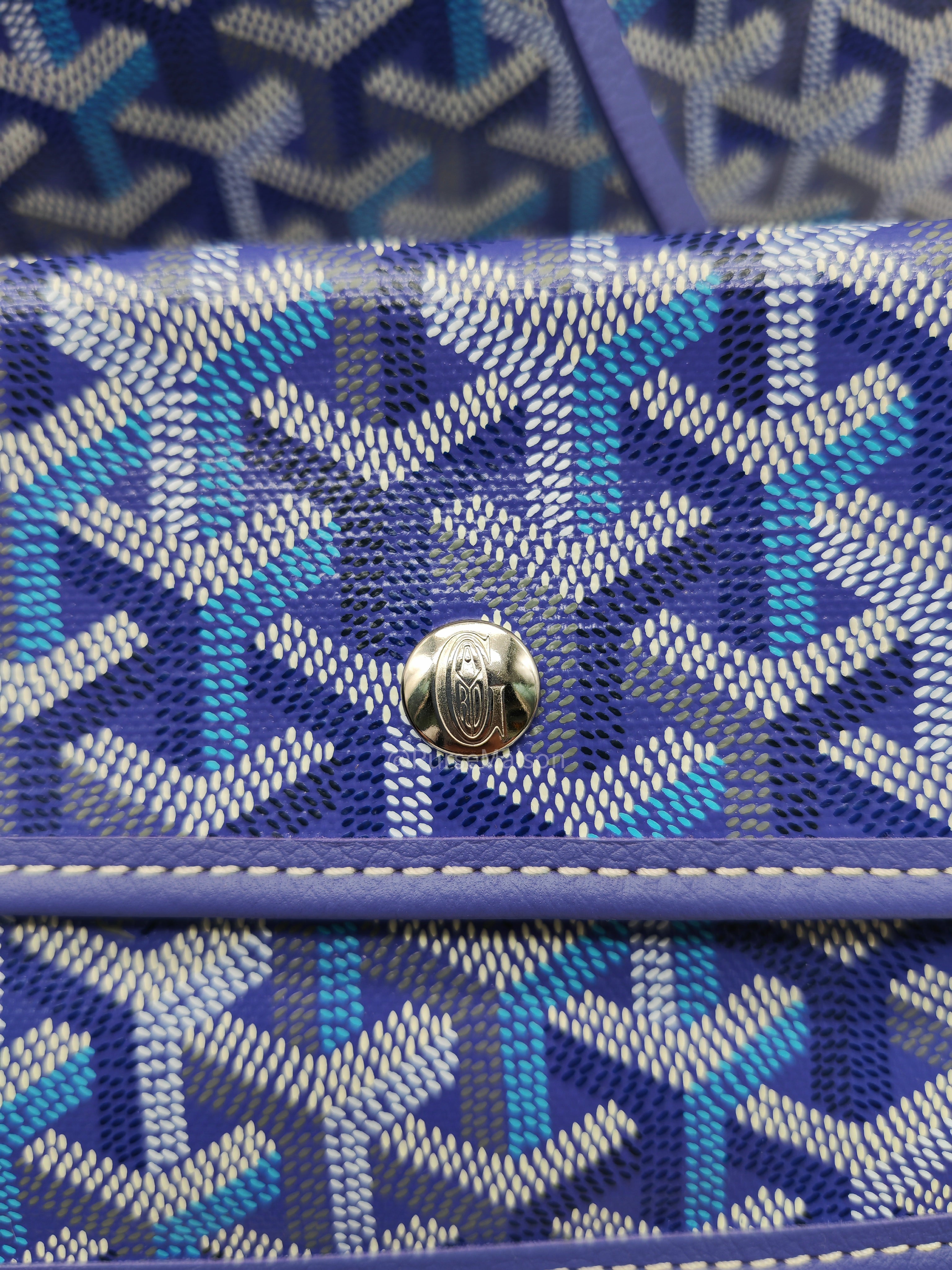 Goyard Saint Louis PM Tote Bag in Multicolored Blueberry Purple Canvas Limited Edition with Croc Universel Clip Charm