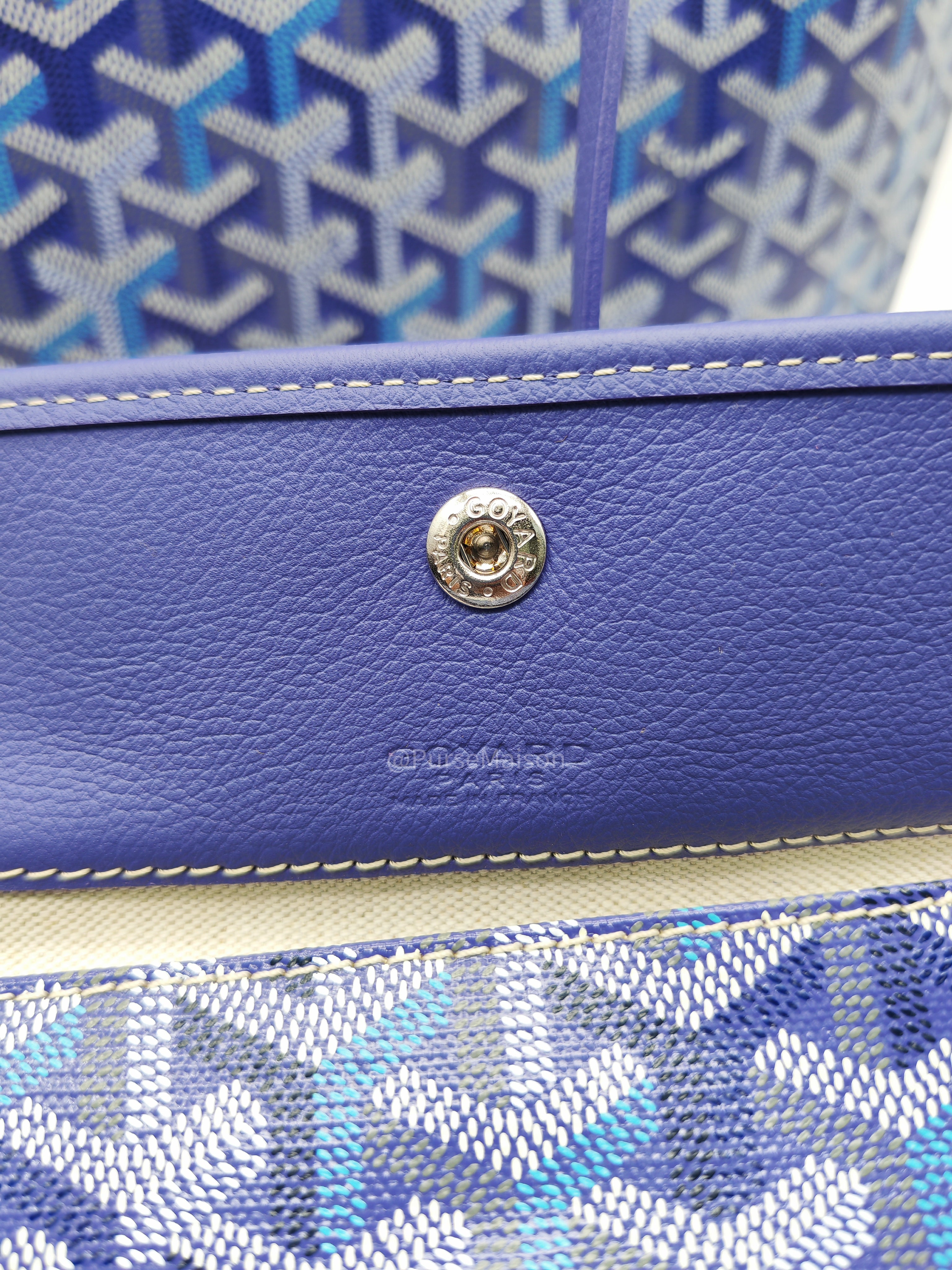 Goyard Saint Louis PM Tote Bag in Multicolored Blueberry Purple Canvas Limited Edition with Croc Universel Clip Charm