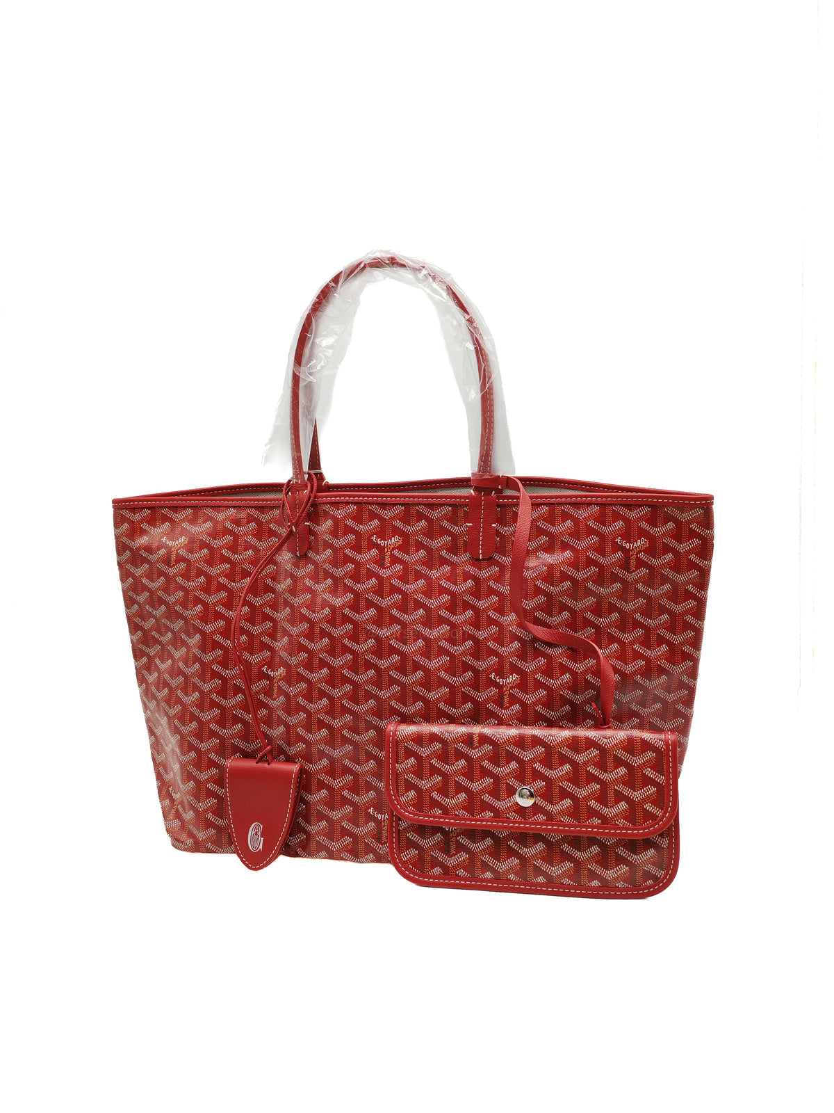 Goyard Saint Louis Tote Bag PM in Red Goyardine Canvas with Croc Universal Clip Charm