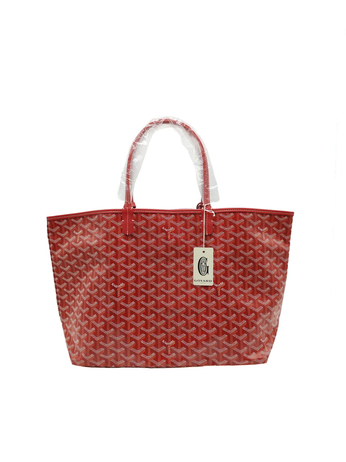 Goyard Saint Louis Tote Bag PM in Red Goyardine Canvas with Croc Universal Clip Charm