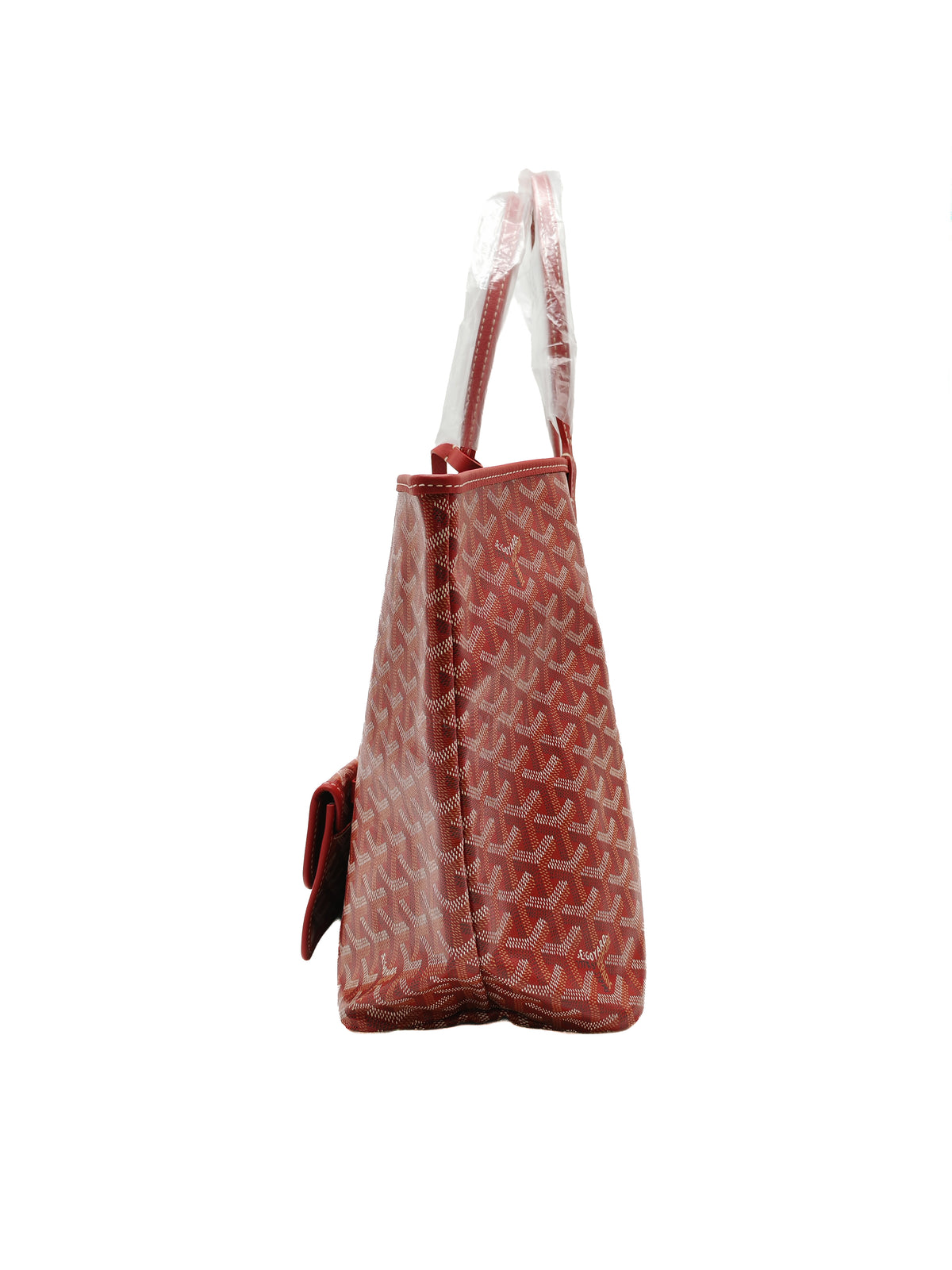 Goyard Saint Louis Tote Bag PM in Red Goyardine Canvas with Croc Universal Clip Charm