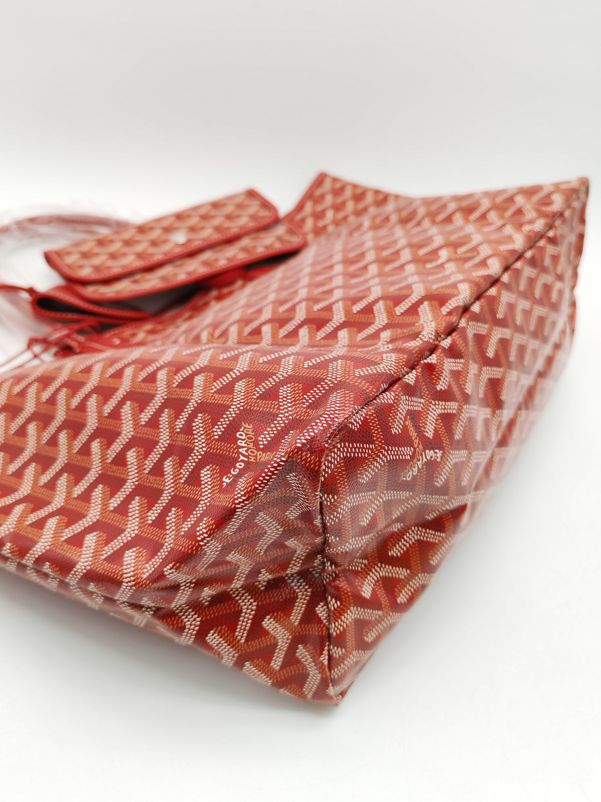 Goyard Saint Louis Tote Bag PM in Red Goyardine Canvas with Croc Universal Clip Charm