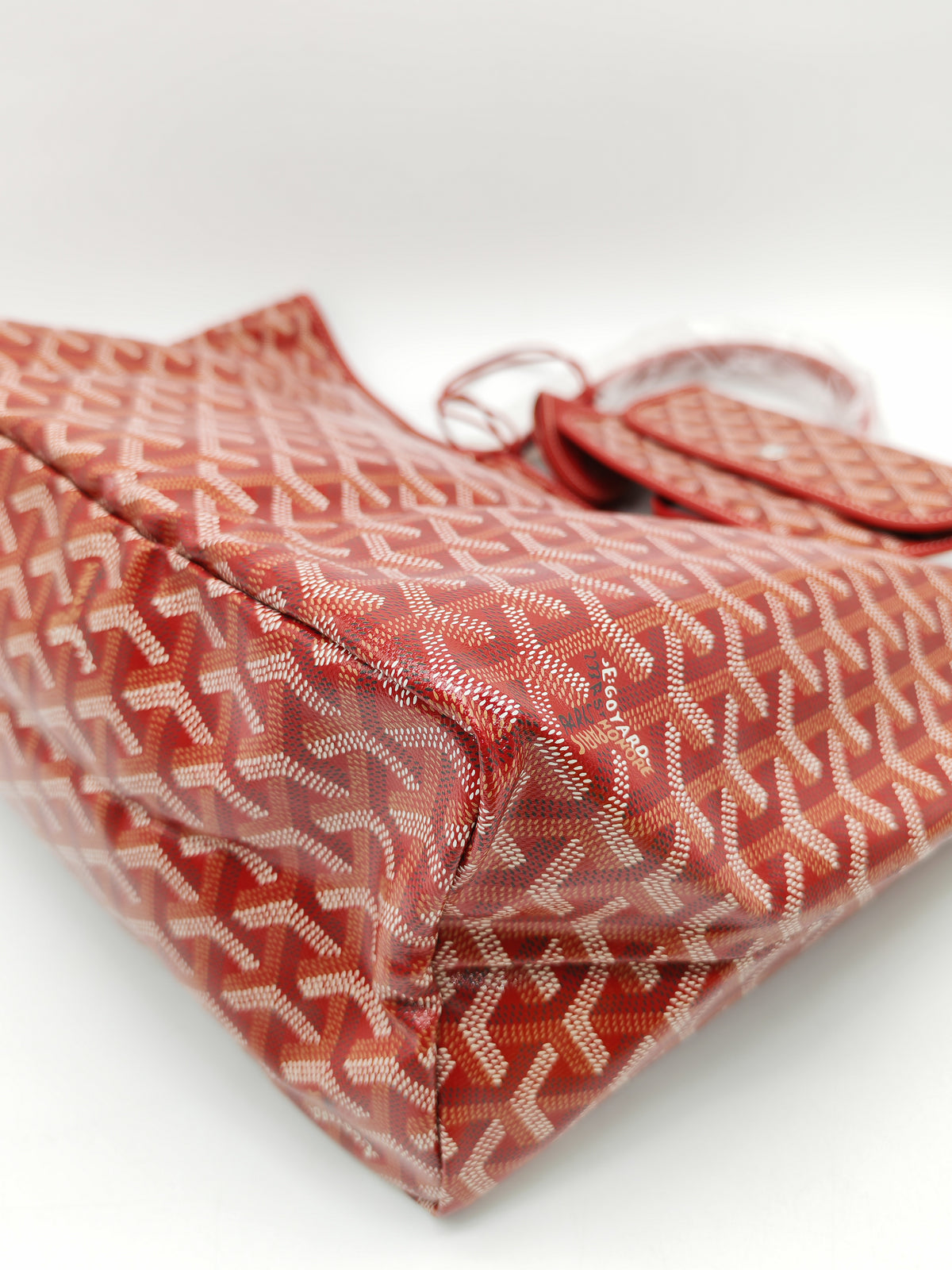 Goyard Saint Louis Tote Bag PM in Red Goyardine Canvas with Croc Universal Clip Charm