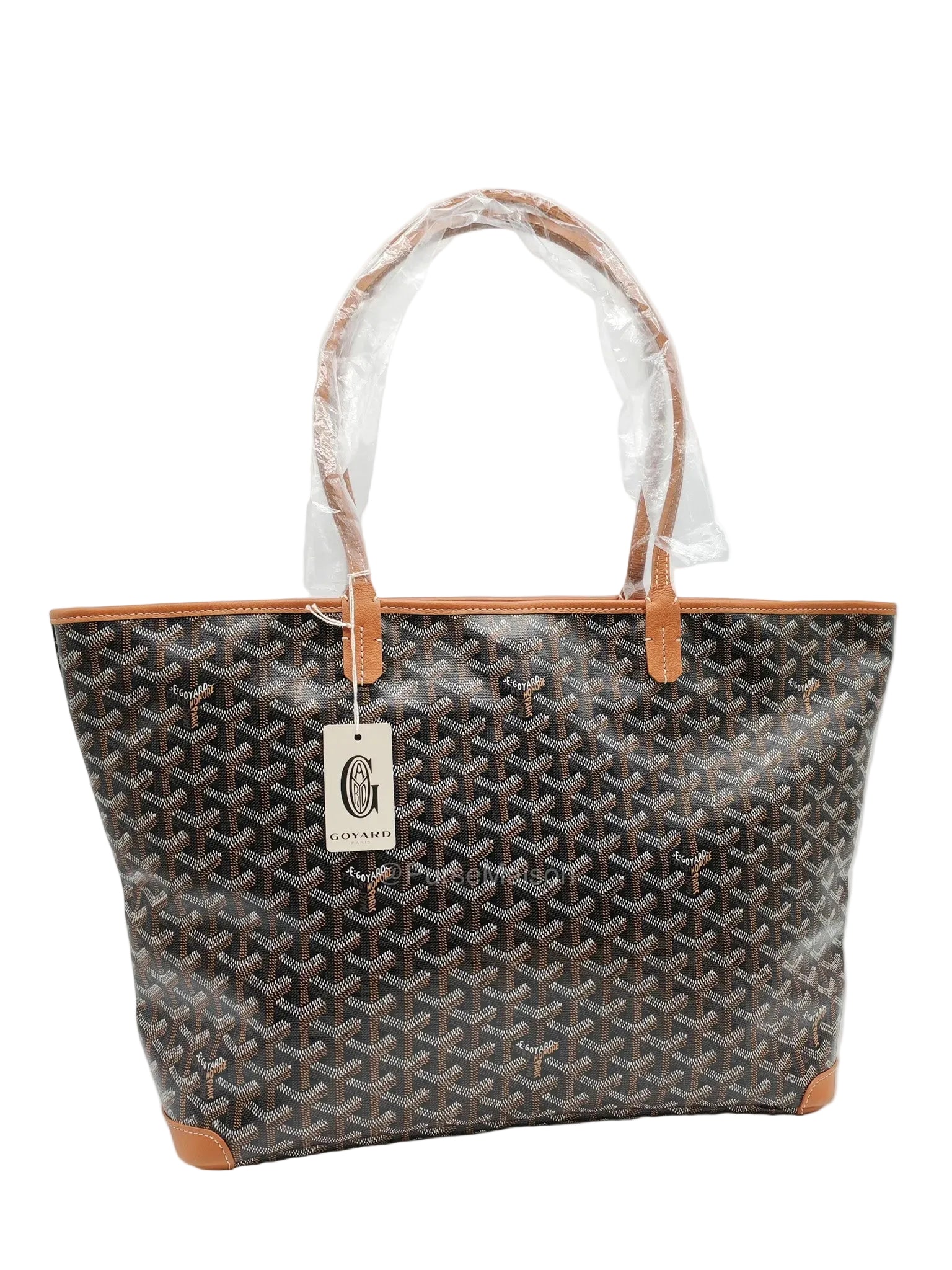 Goyard Artois Tote Bag MM in Black & Tan Goyardine Canvas | Purse Maison Luxury Bags Shop