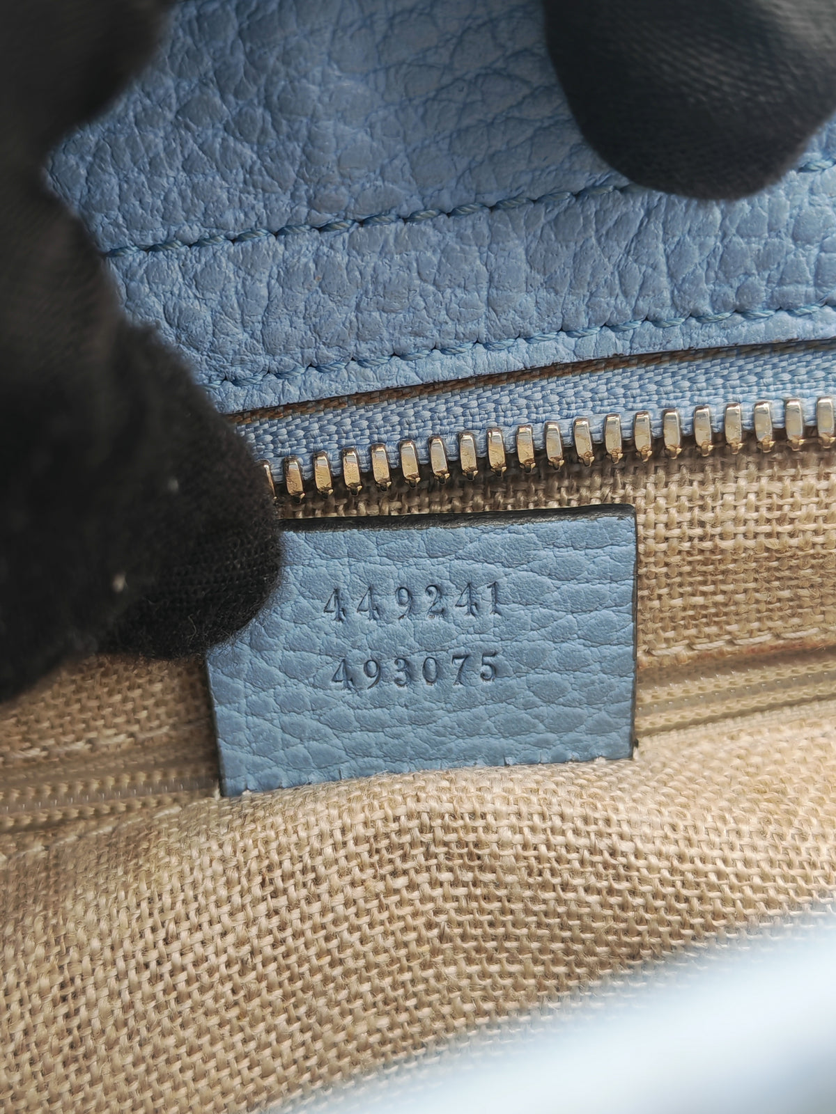 Gucci Bree Tote Bag Small in GG Supreme Canvas and Light Blue Leather