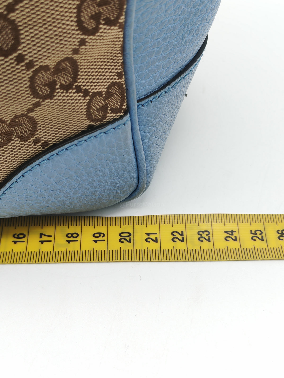 Gucci Bree Tote Bag Small in GG Supreme Canvas and Light Blue Leather