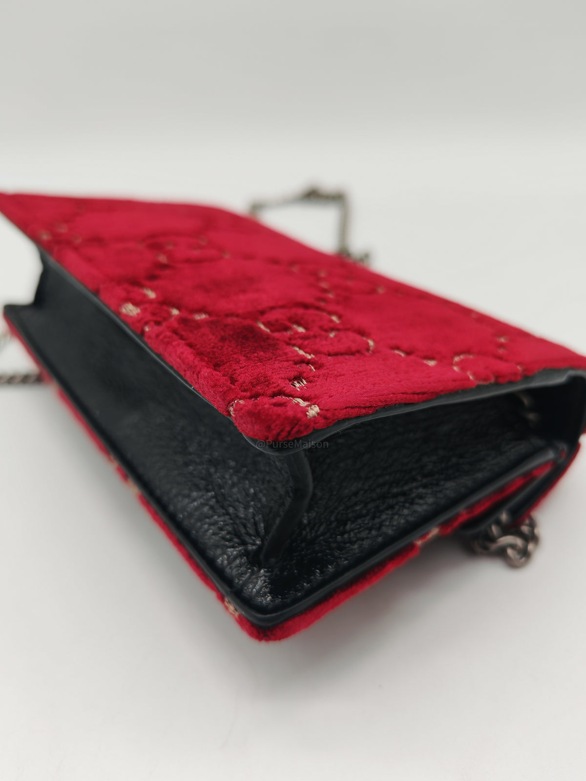 Gucci Dionysus Super Mini in Red GG Velvet Velour and Ruthenium Hardware