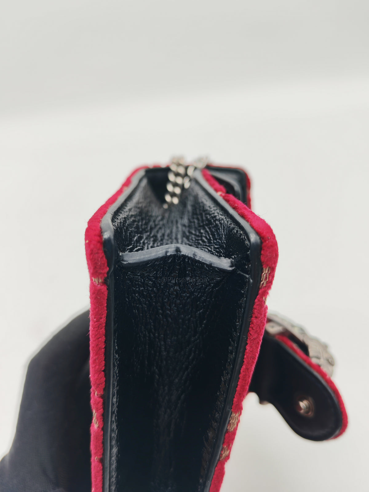 Gucci Dionysus Super Mini in Red GG Velvet Velour and Ruthenium Hardware