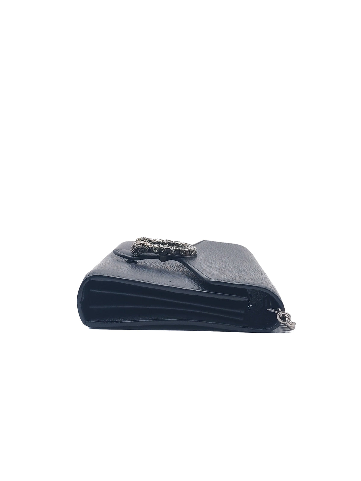 Gucci Dionysus Wallet on Chain in Black Grained Calfskin Leather Silver Hardware