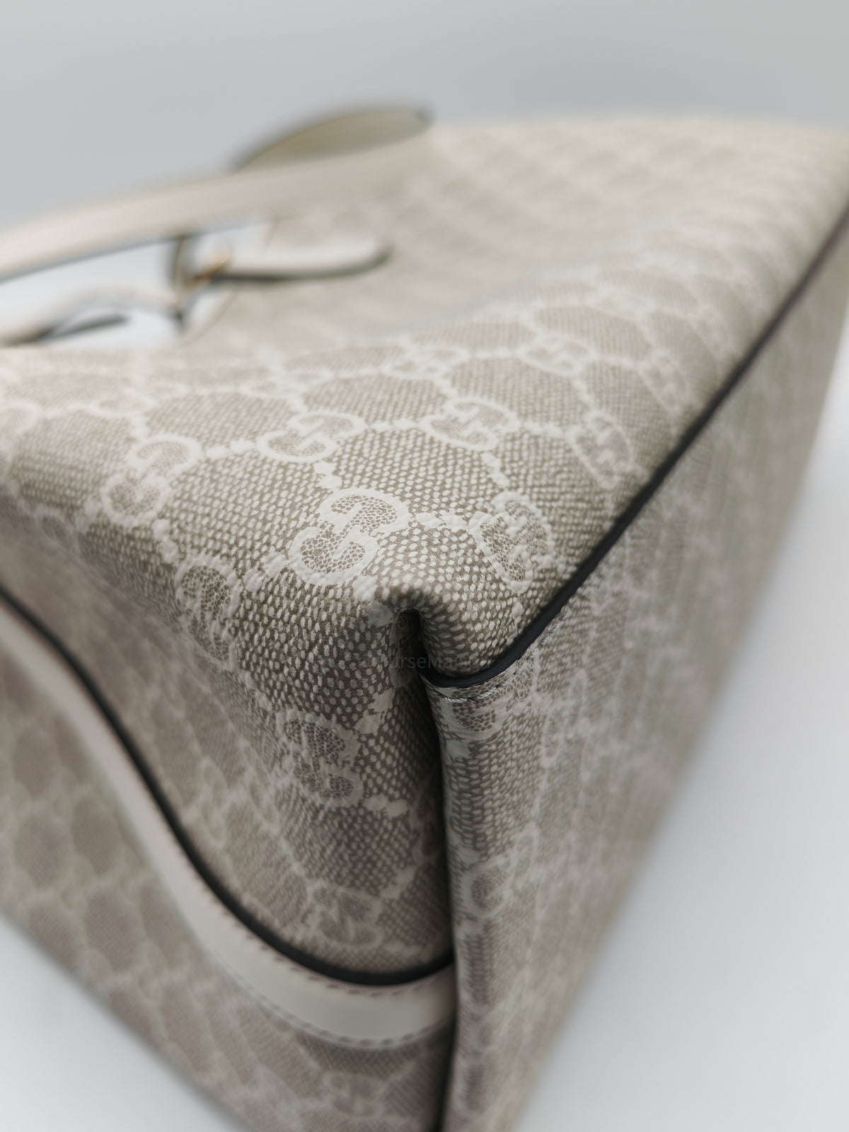 Gucci GG Emblem Tote Bag Large in White Monogram Canvas and Light Gold Hardware