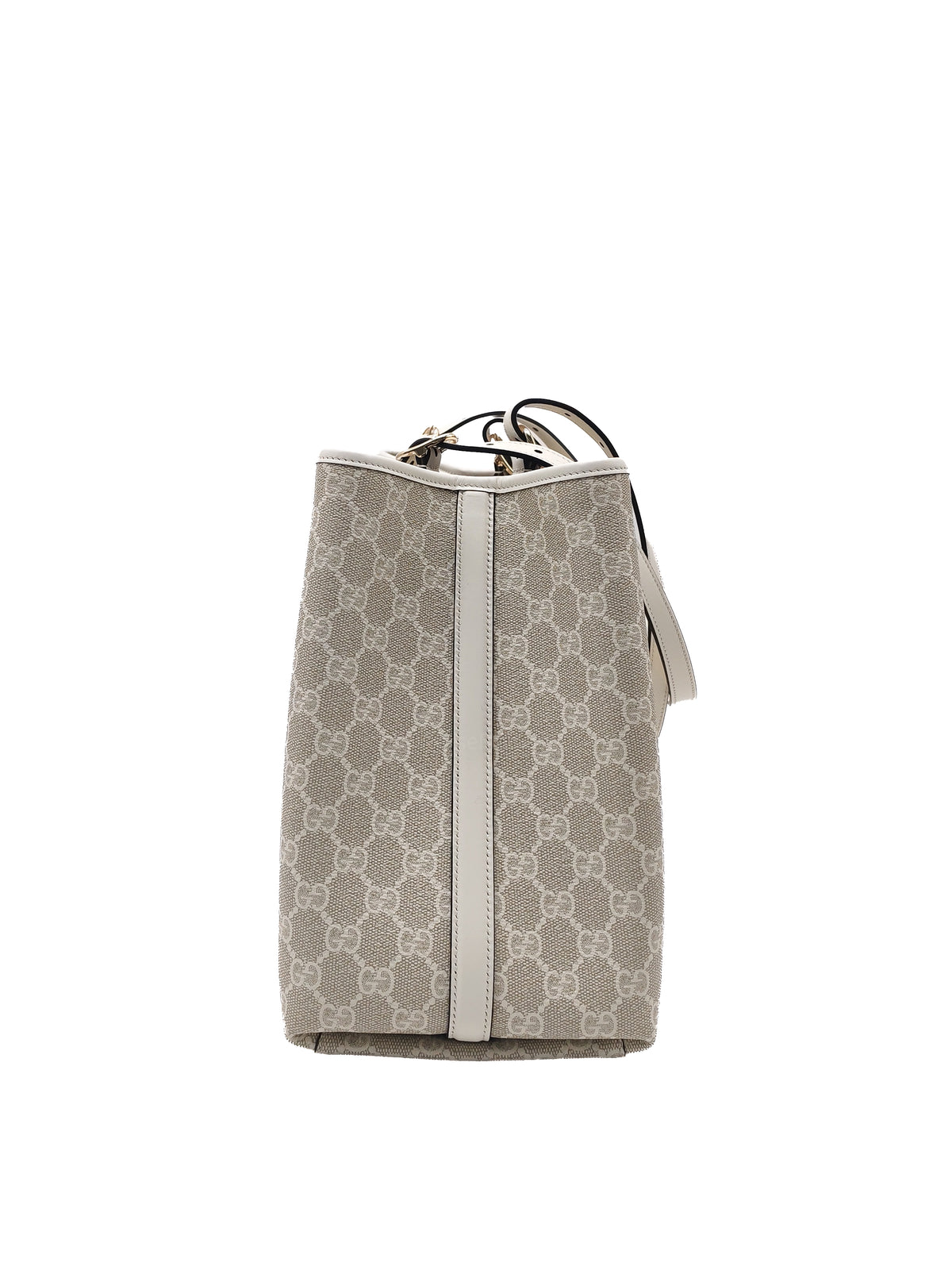 Gucci GG Emblem Tote Bag Large in White Monogram Canvas and Light Gold Hardware