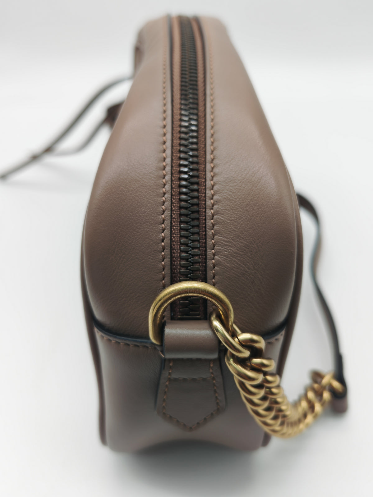 Gucci GG Marmont Camera Bag Small in Porcelain Rose Quilted Matellase Calfskin Leather and Gold Hardware