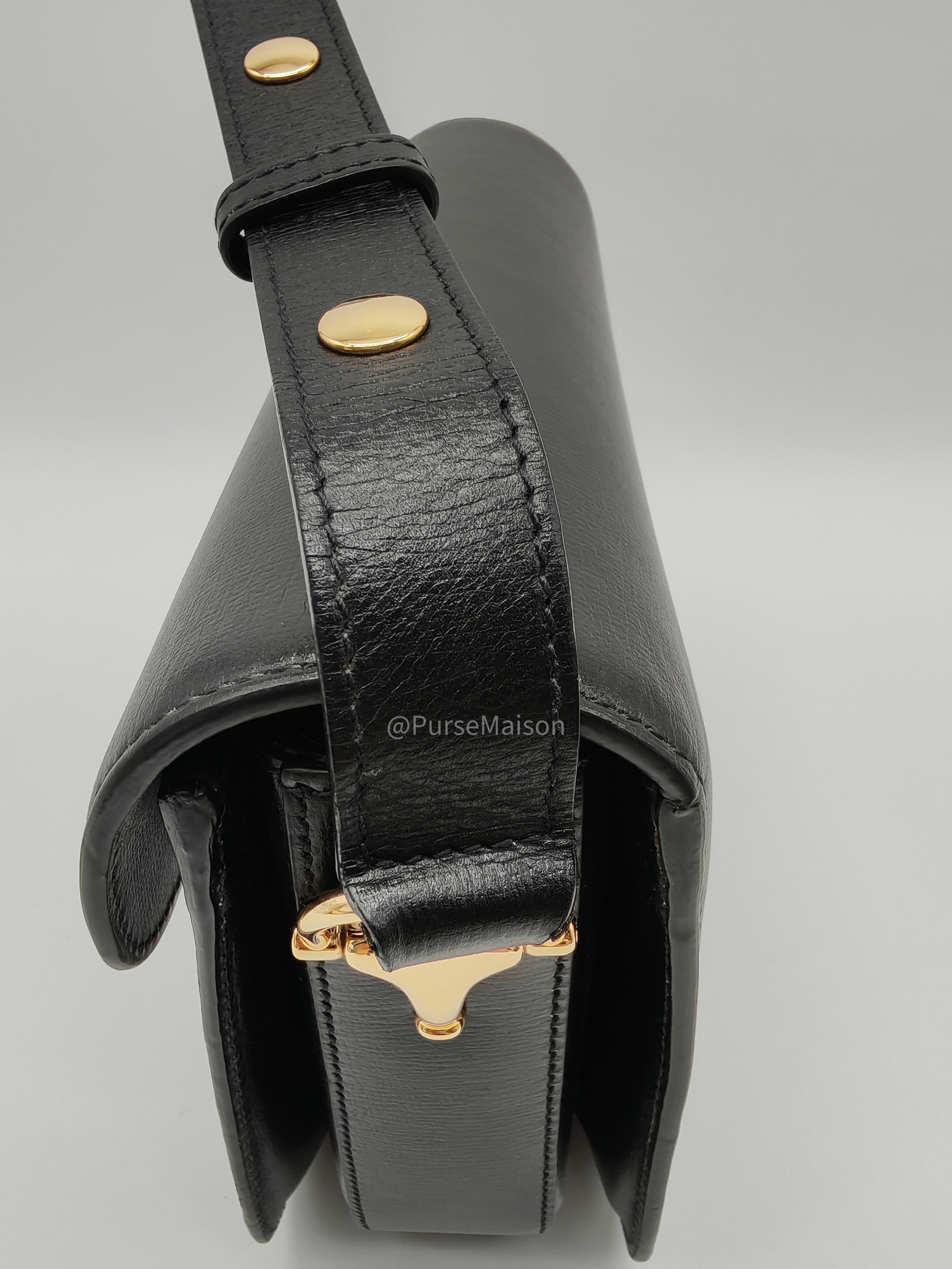Gucci Horsebit 1955 Shoulder Bag Medium in Black Calfskin Leather