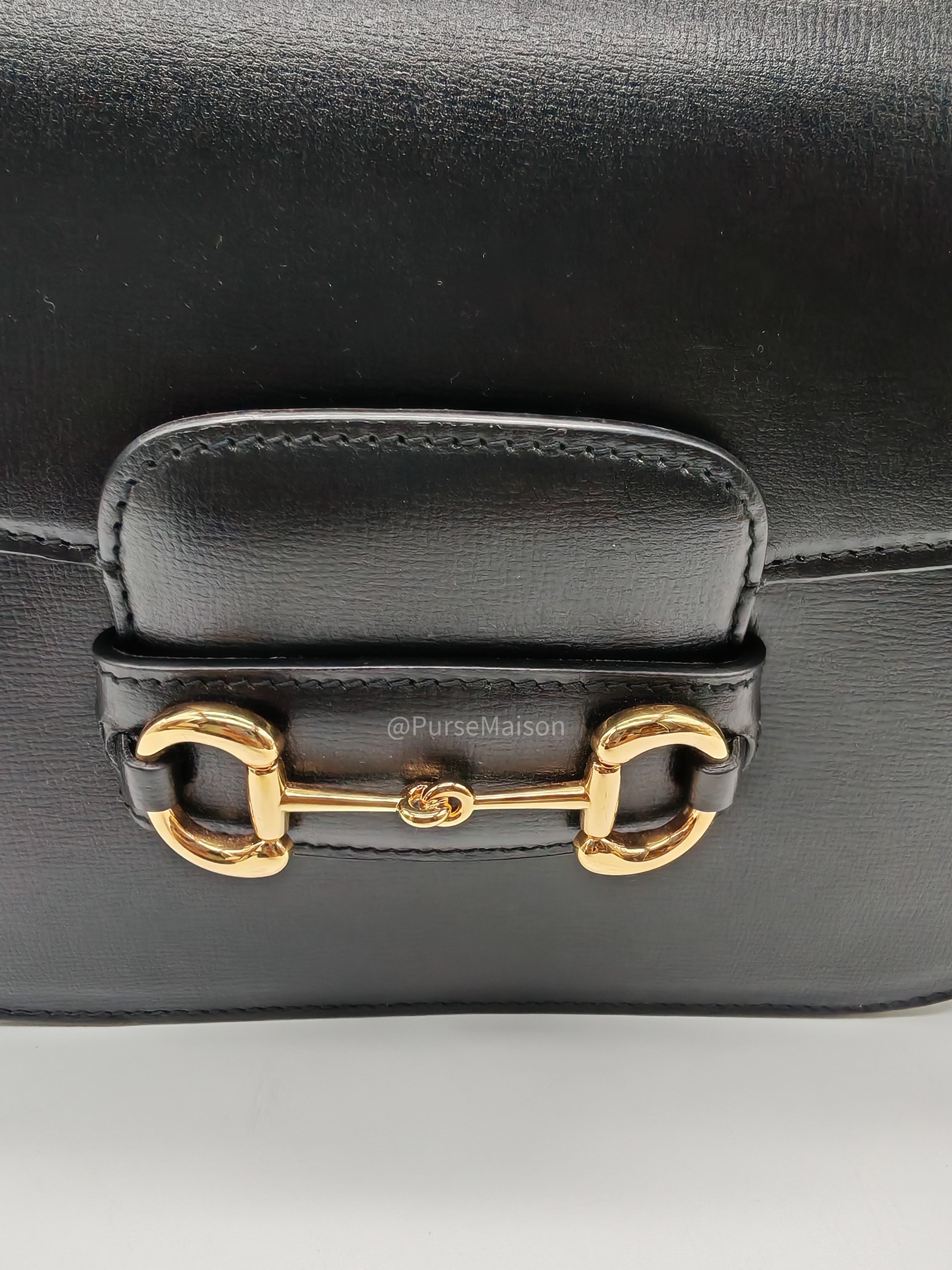 Gucci Horsebit 1955 Shoulder Bag Medium in Black Calfskin Leather