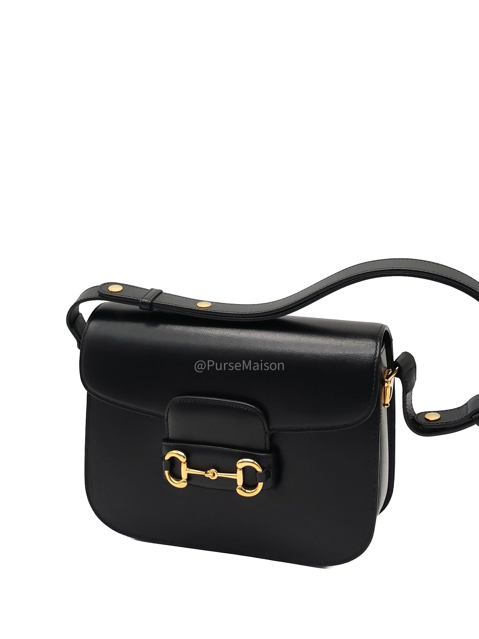 Gucci Horsebit 1955 Shoulder Bag Medium in Black Calfskin Leather