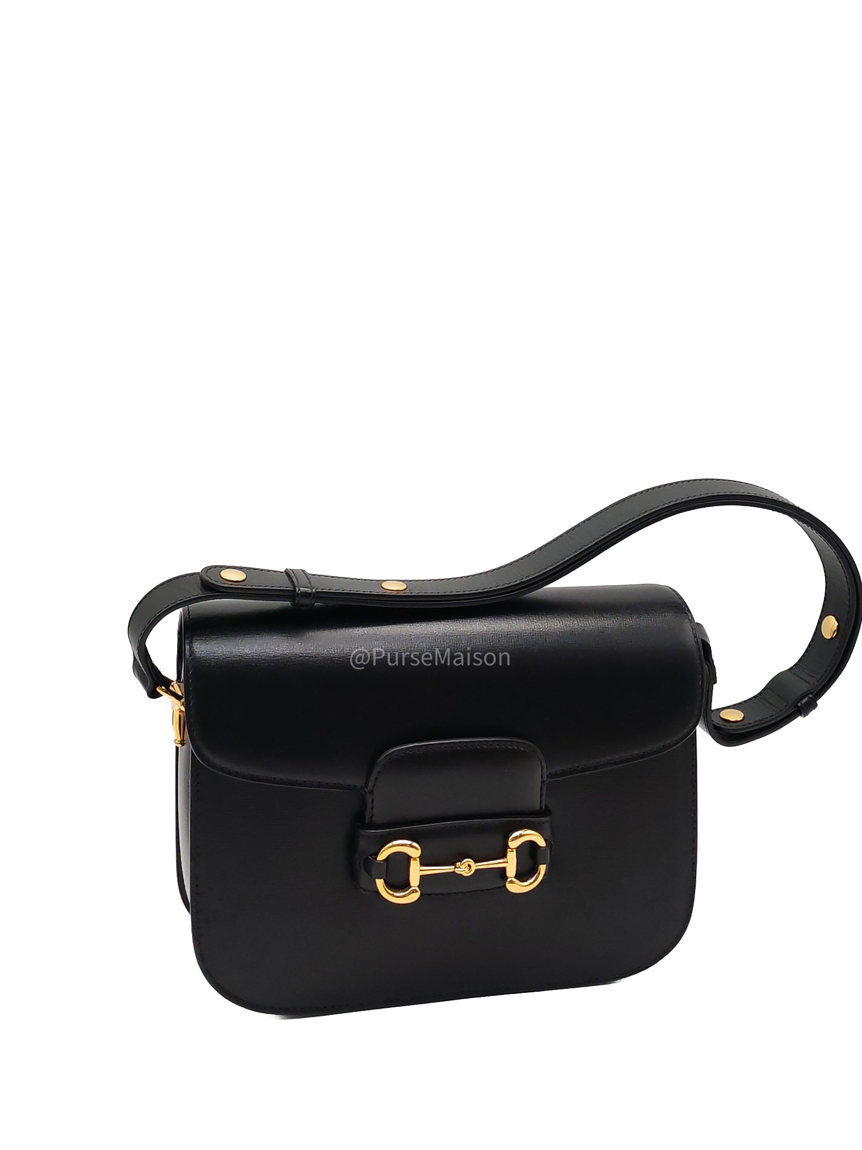 Gucci Horsebit 1955 Shoulder Bag Medium in Black Calfskin Leather