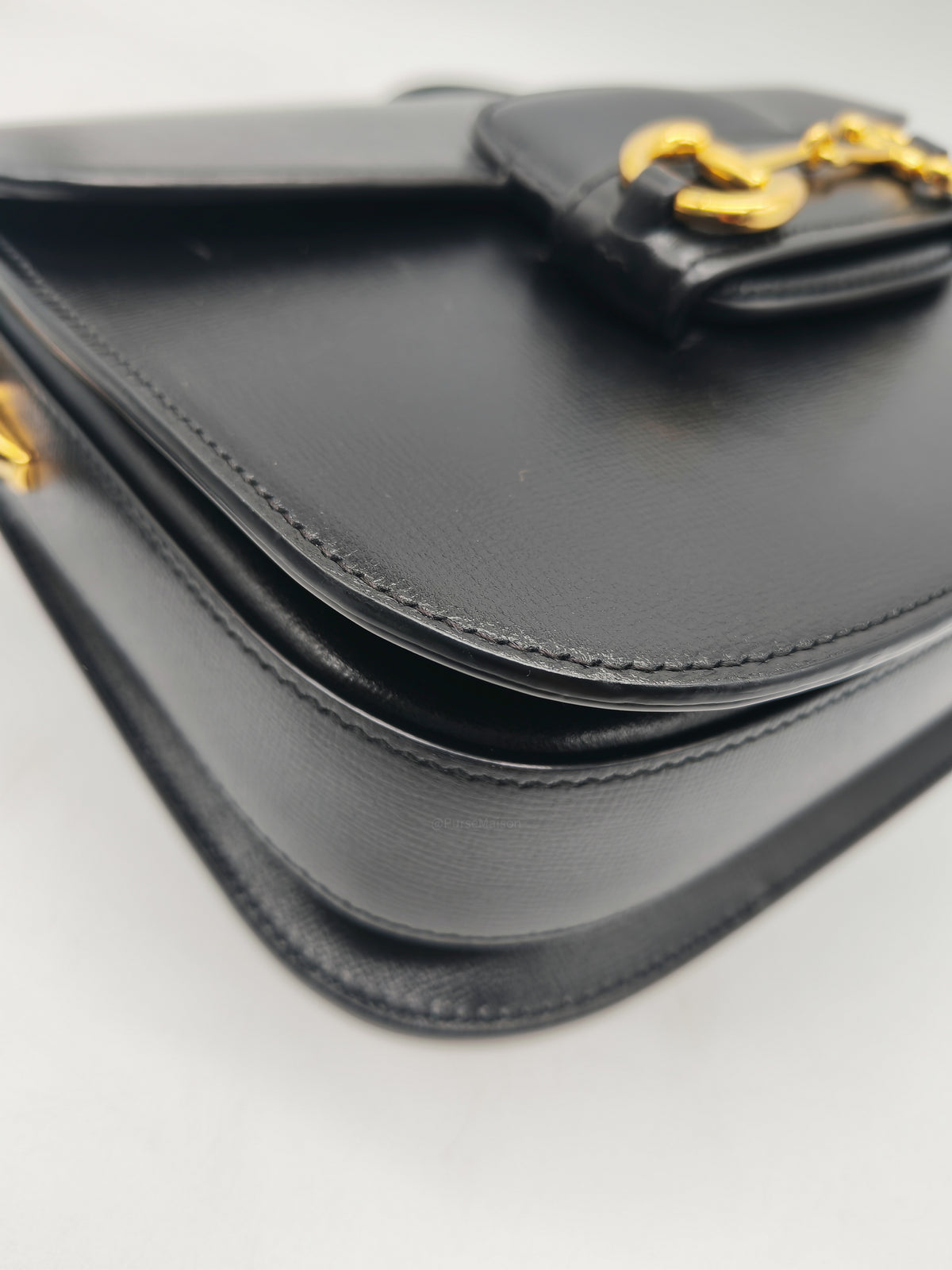 Gucci Horsebit 1955 Shoulder Bag Medium in Black Calfskin Leather