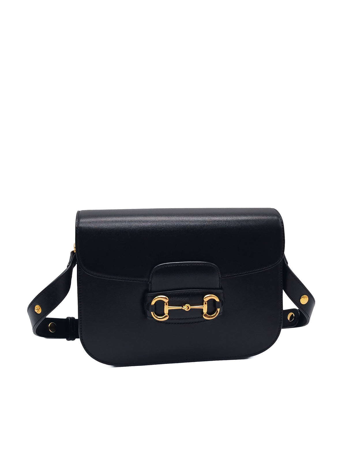 Gucci Horsebit 1955 Shoulder Bag Medium in Black Calfskin Leather