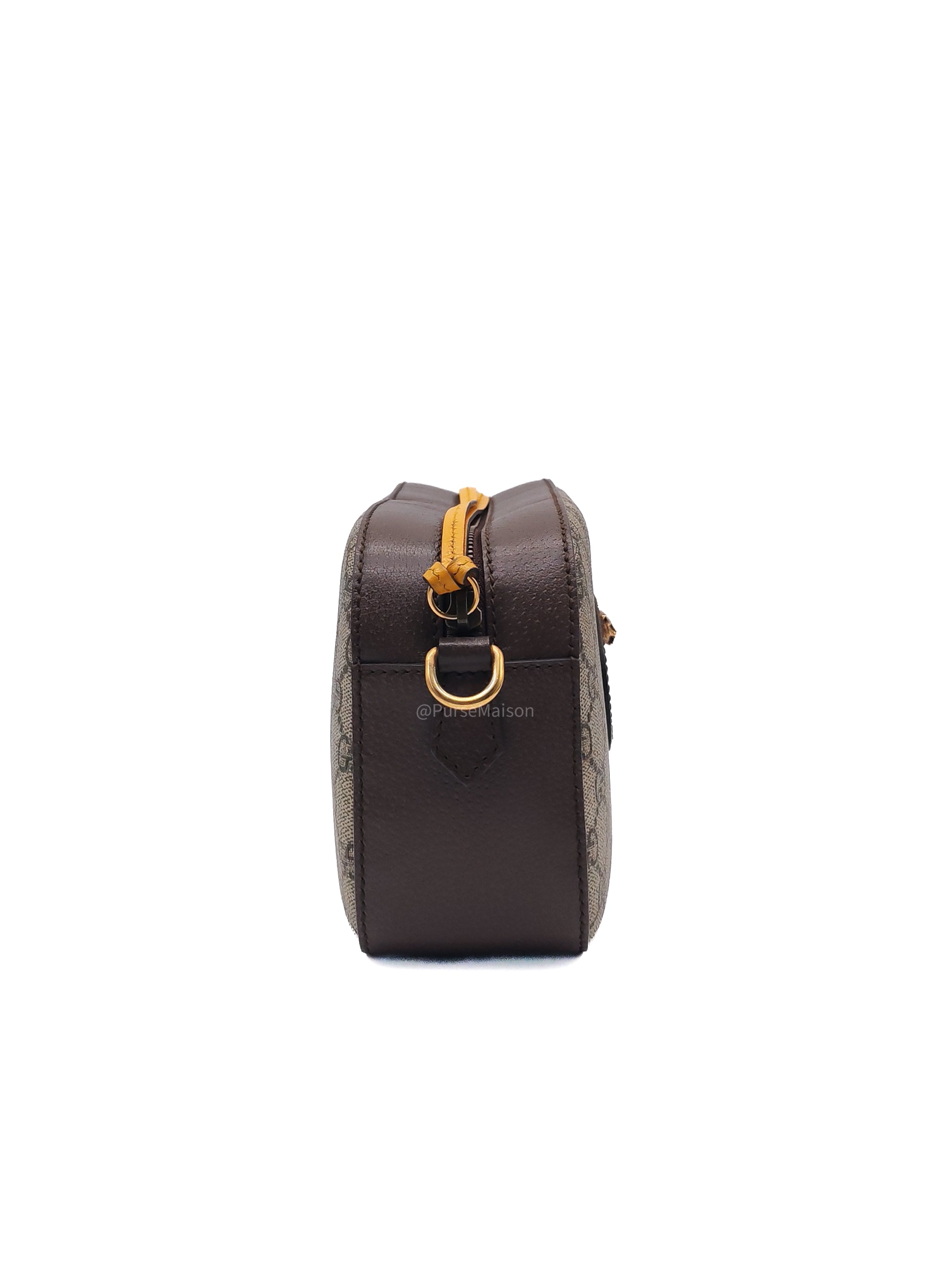 Gucci New Vintage Camera Bag in Brown Coated Monogram Pattern GG Supreme Canvas