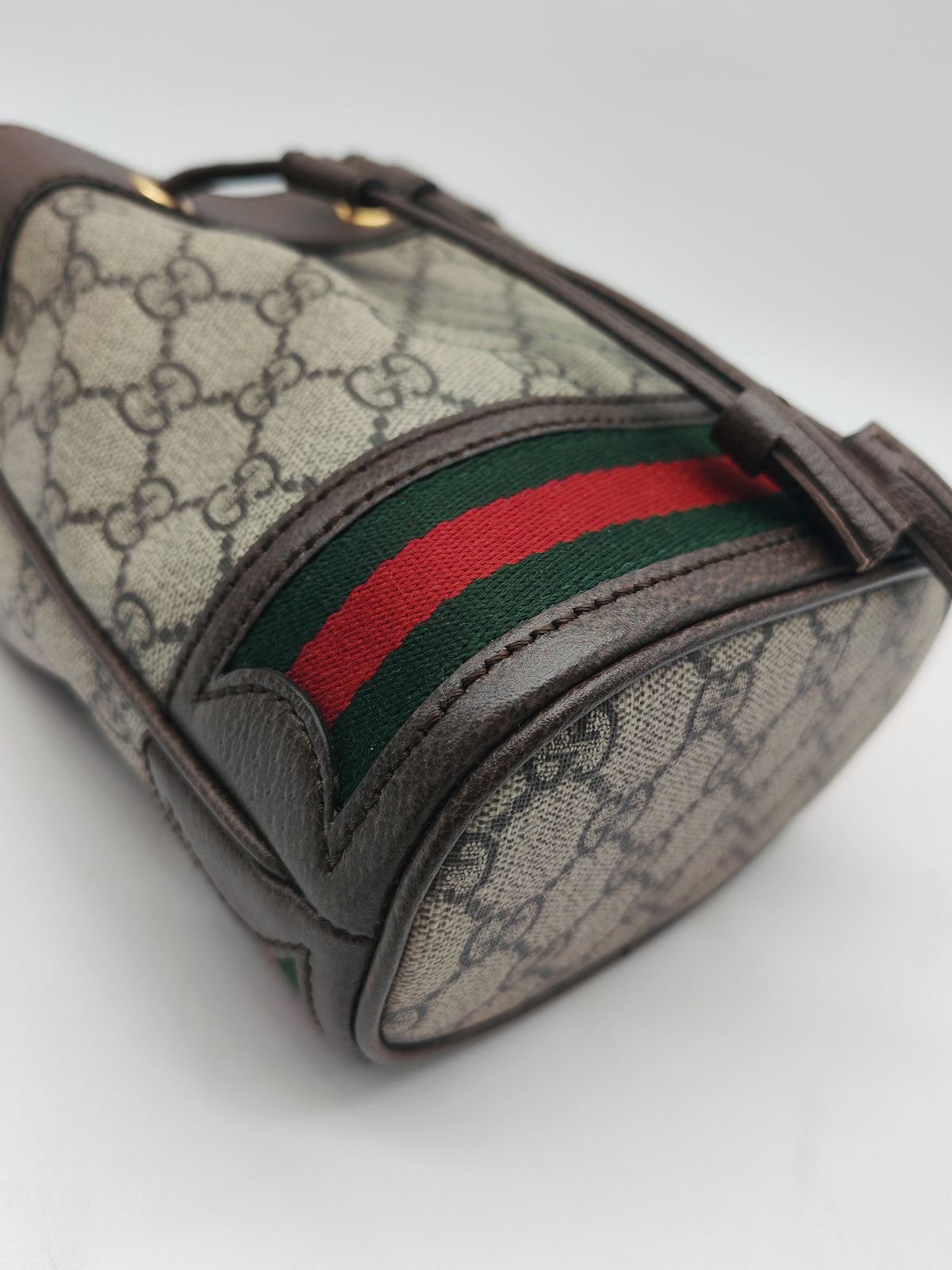 Gucci Ophidia Mini Bucket Bag in GG Supreme Monogram Canvas and Gold Hardware