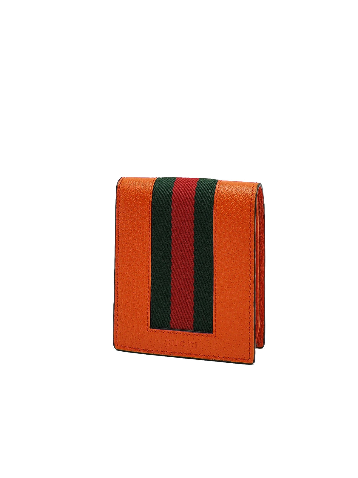 Gucci Bi-Fold Wallet in Orange Leather Signature Web