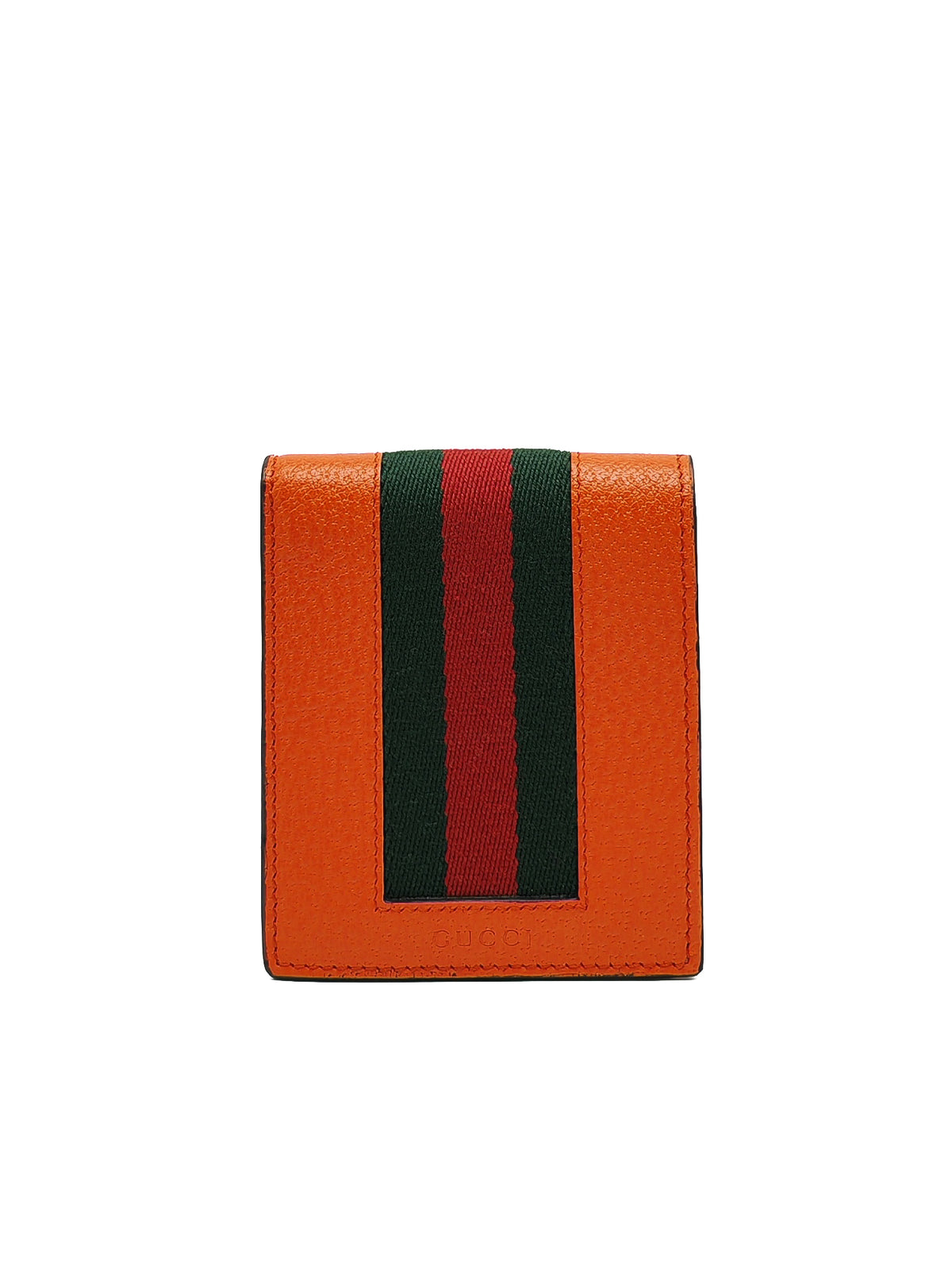 Gucci Bi-Fold Wallet in Orange Leather Signature Web