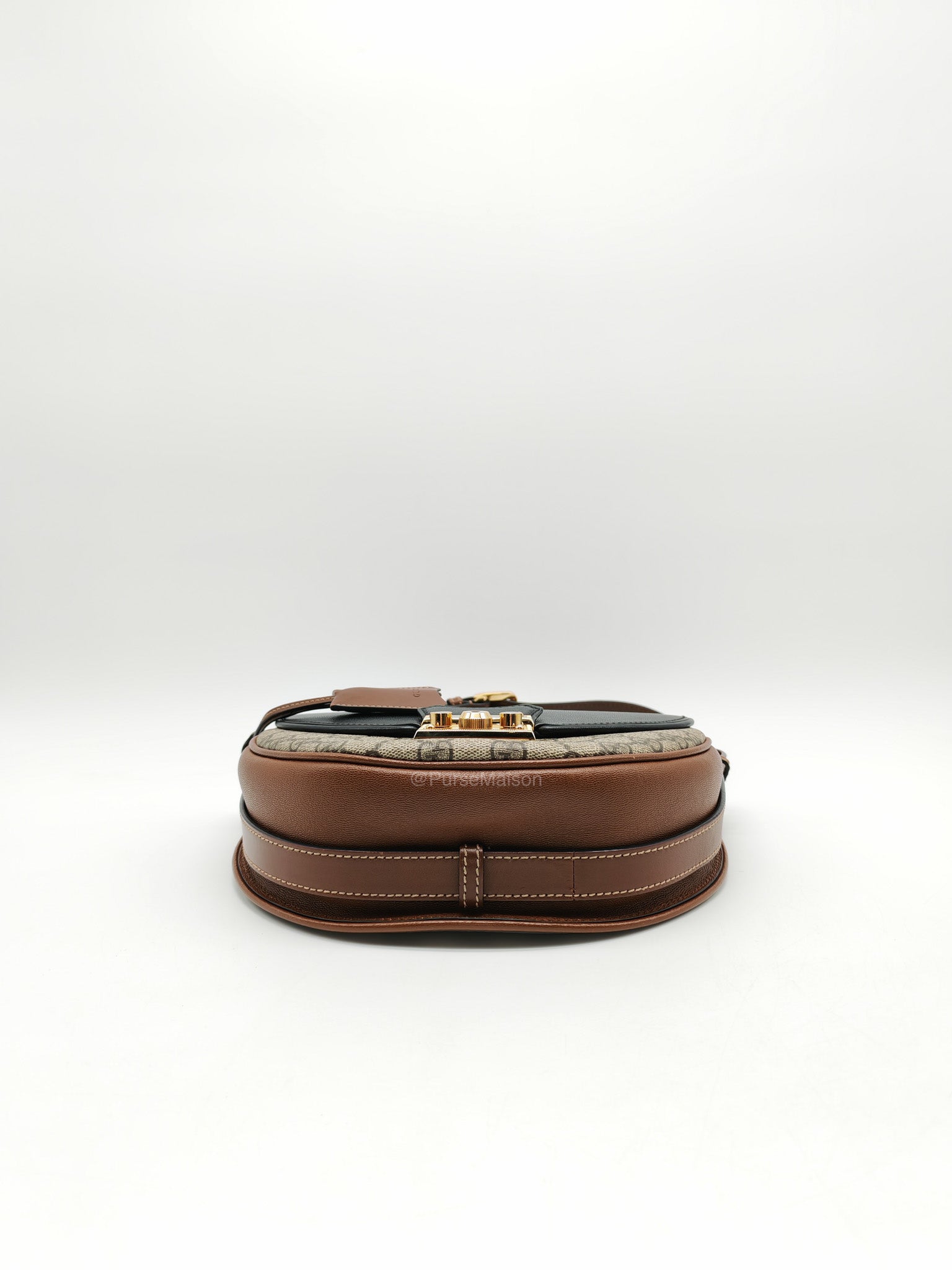 Gucci Padlock Saddle Bag in GG Supreme Monogram Canvas and Gold Hardware