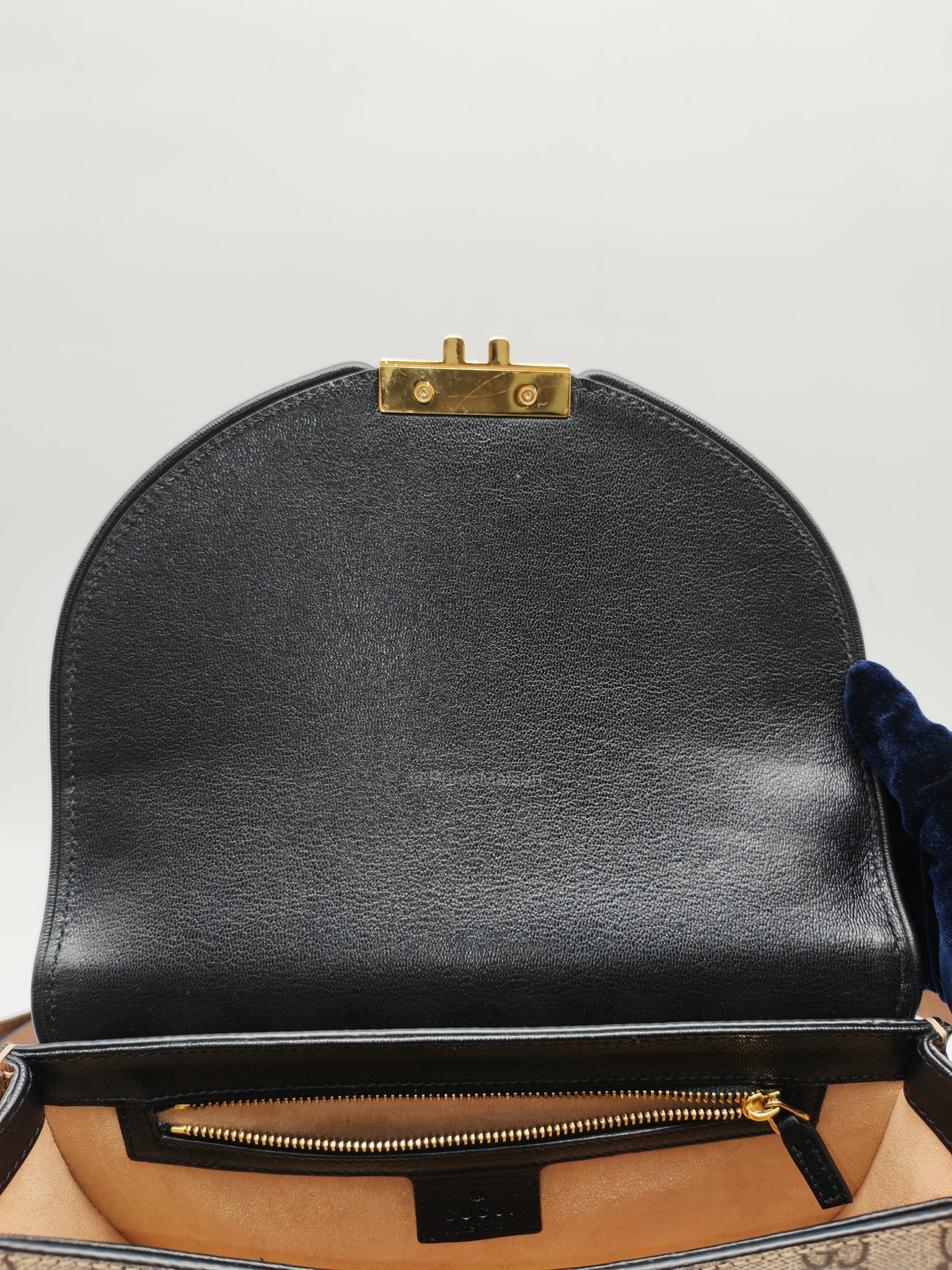 Gucci Padlock Saddle Bag in GG Supreme Monogram Canvas and Gold Hardware