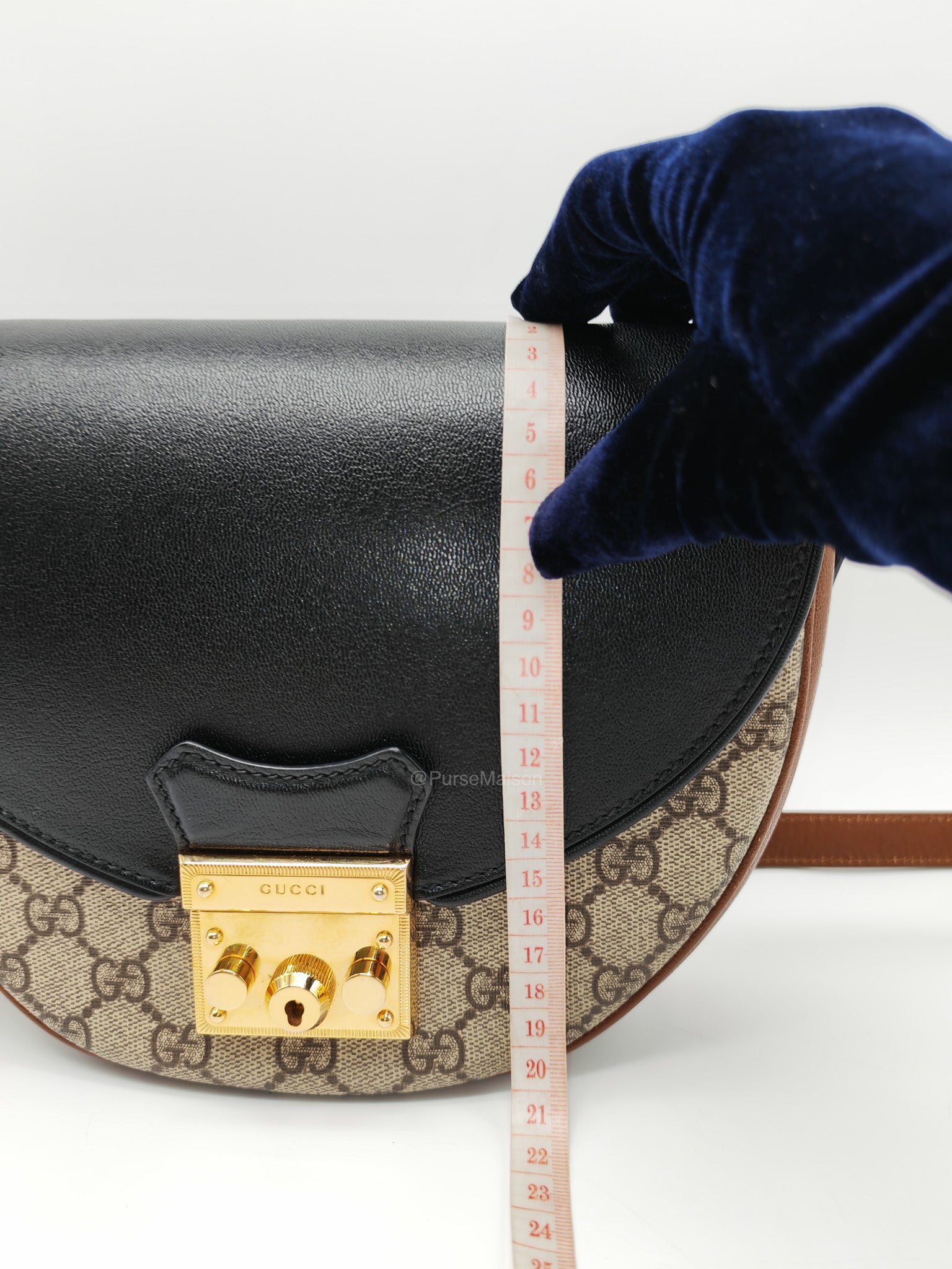 Gucci Padlock Saddle Bag in GG Supreme Monogram Canvas and Gold Hardware