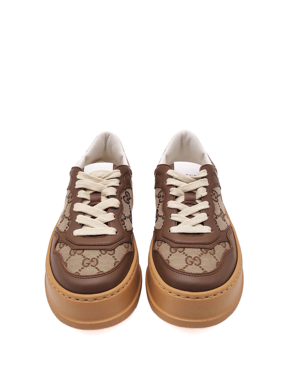 Gucci Women's GG Sneaker in Brown Leather and GG Supreme Canvas Size 35 EU (22.6 cm)