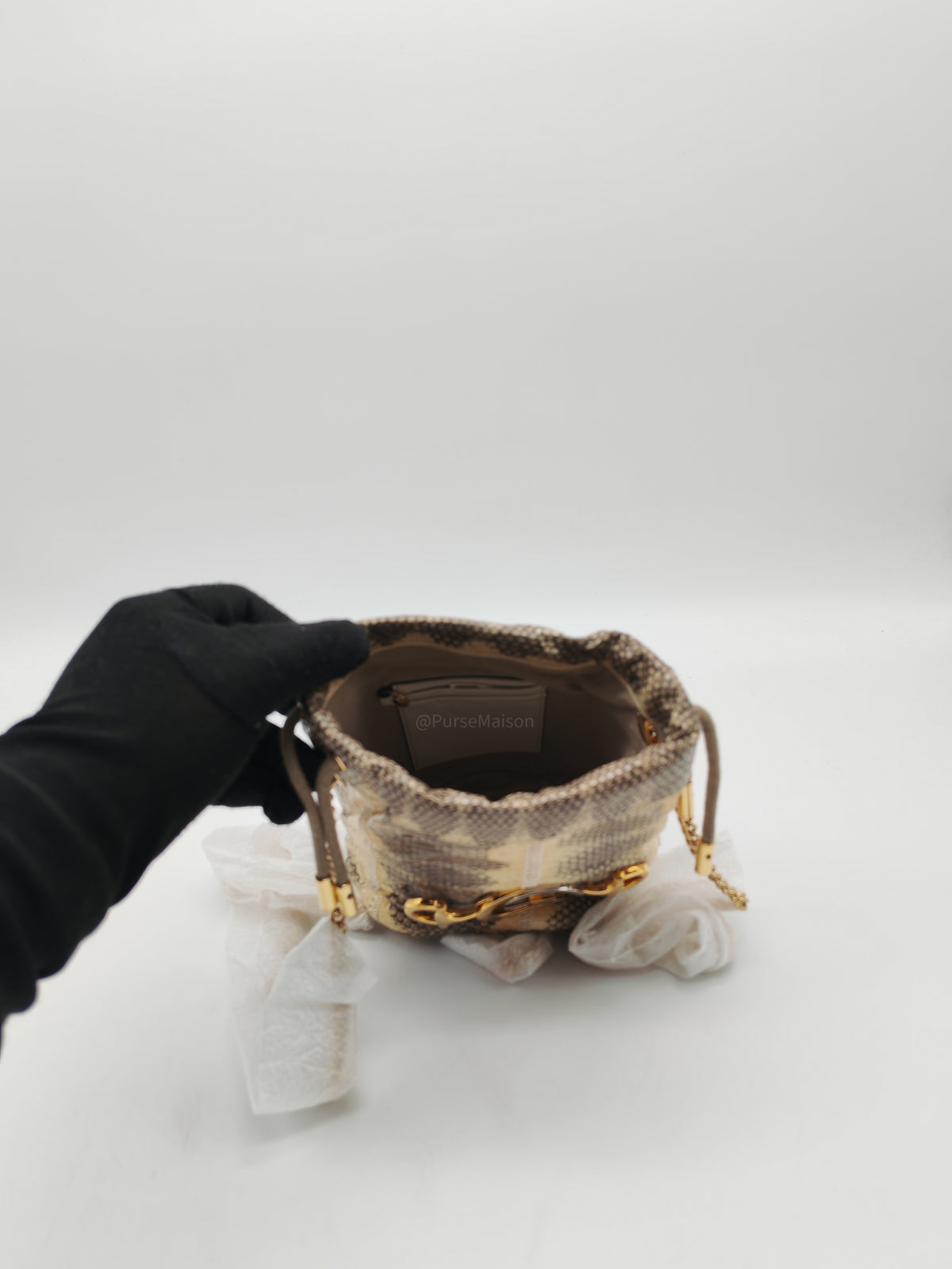 Gucci Zumi Snakeskin Mini Bucket Bag in Snakeskin Leather and Mixed Hardware