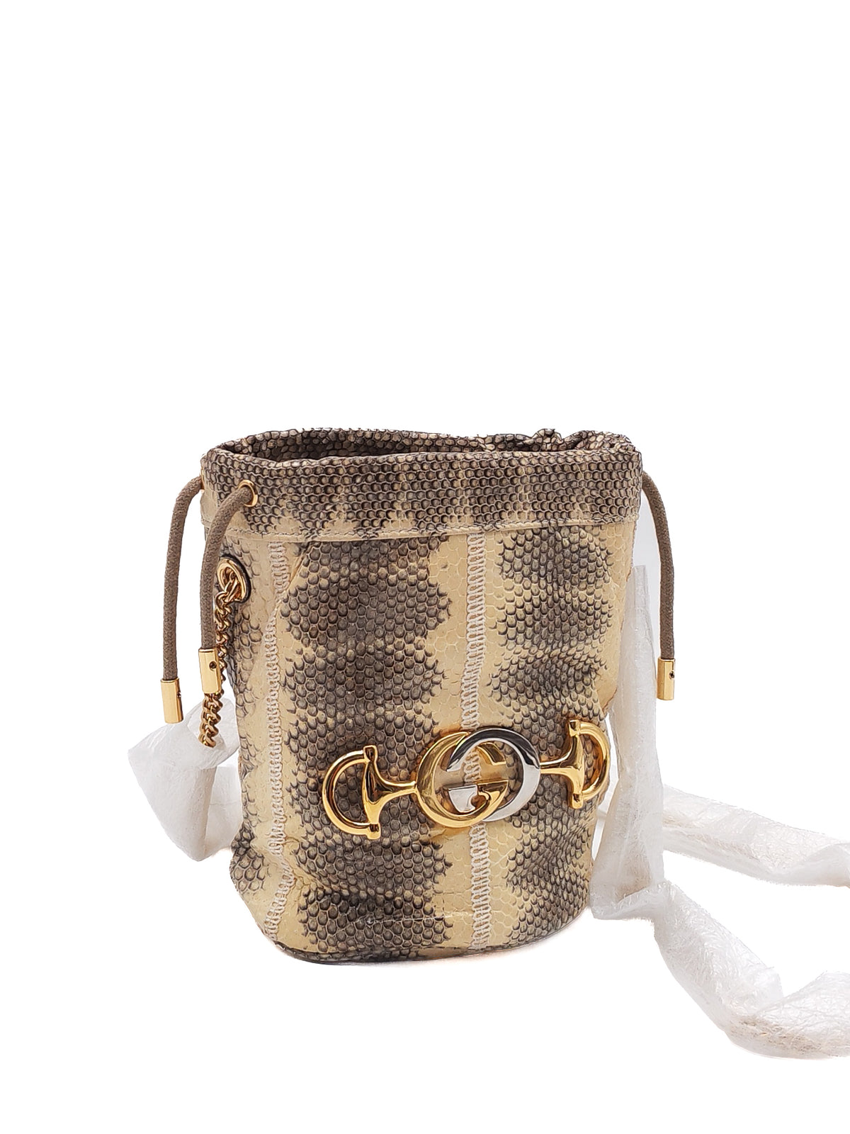Gucci Zumi Snakeskin Mini Bucket Bag in Snakeskin Leather and Mixed Hardware